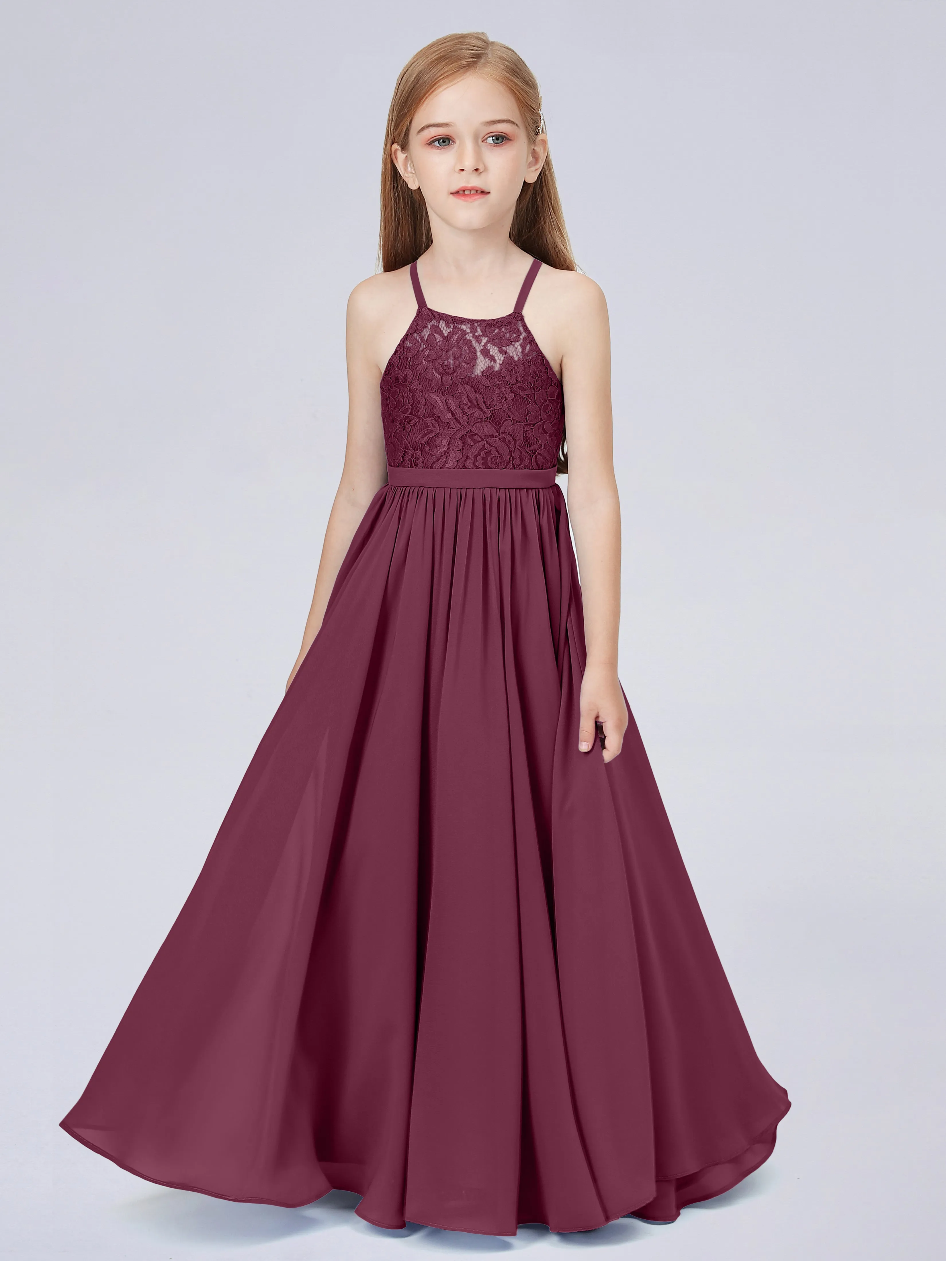 Halter Lace Junior Bridesmaid Dress