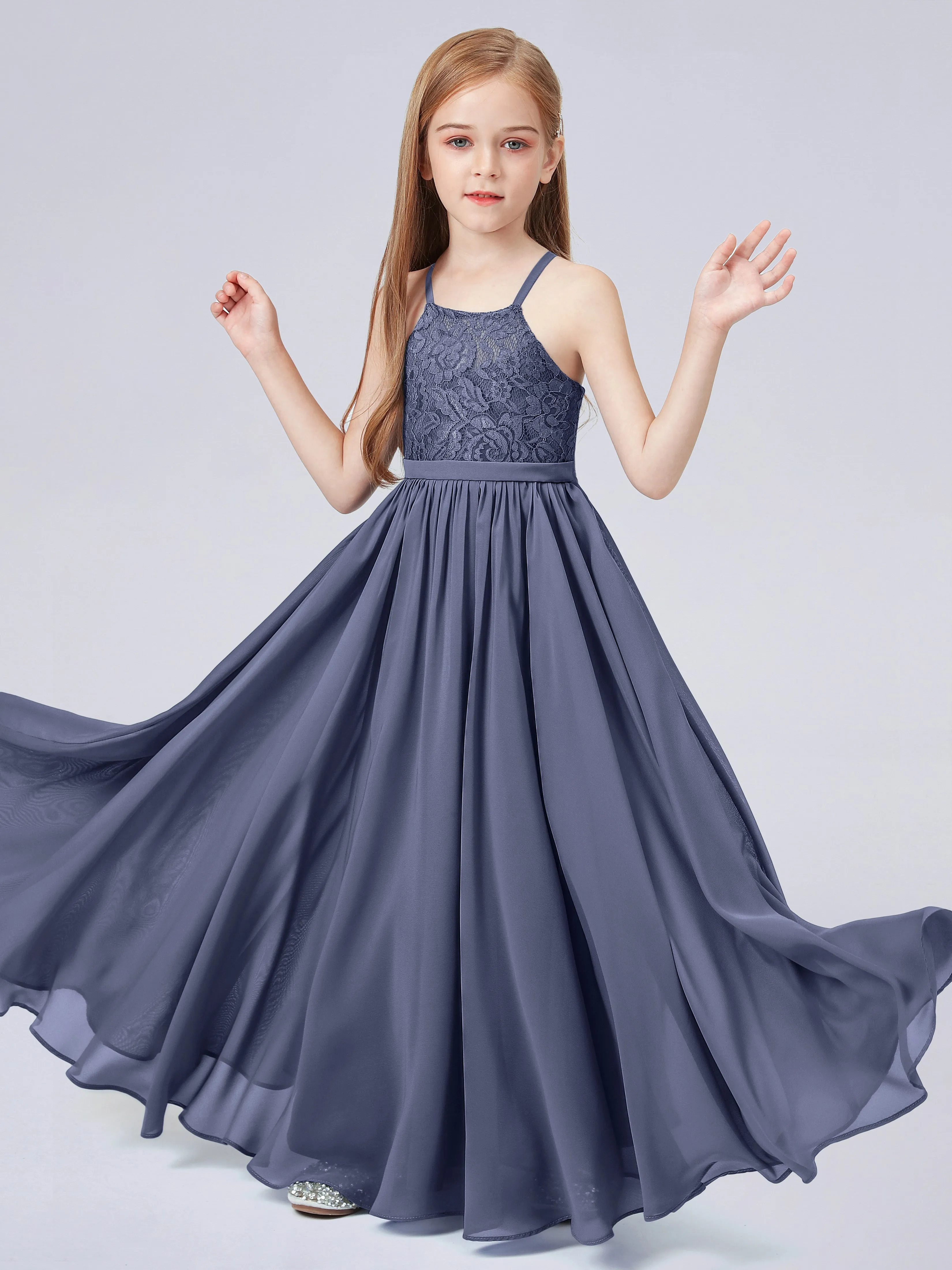 Halter Lace Junior Bridesmaid Dress