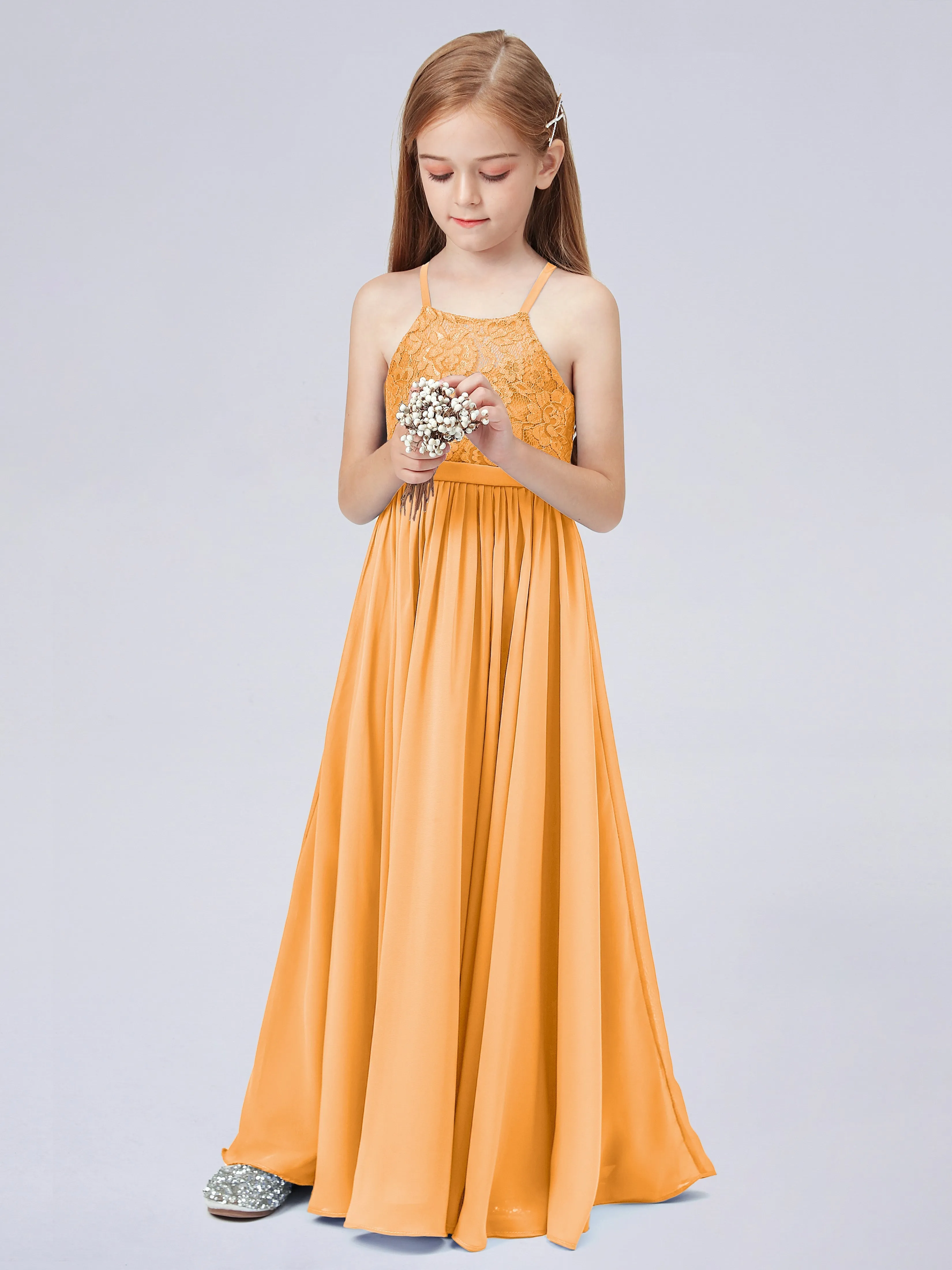 Halter Lace Junior Bridesmaid Dress