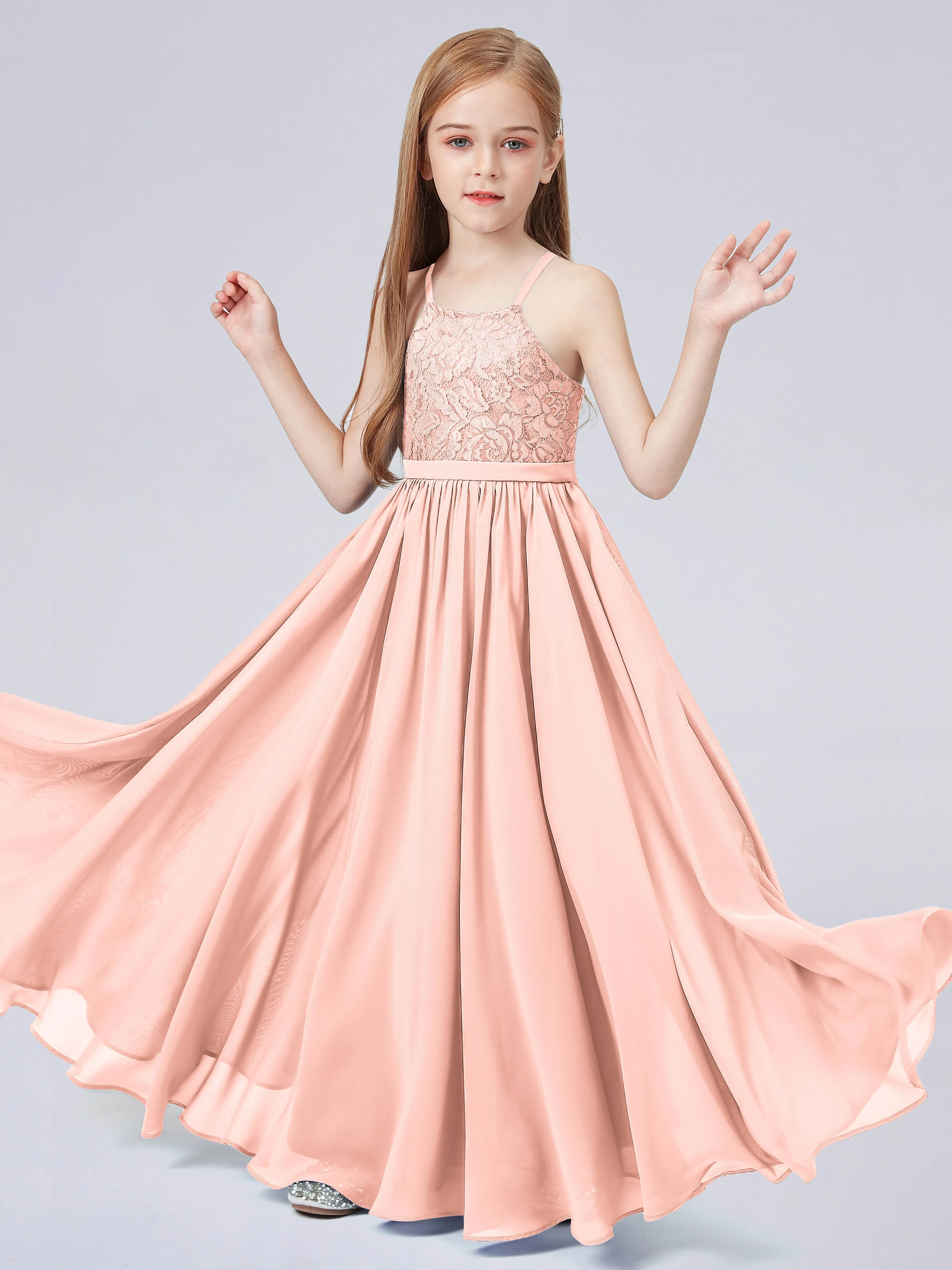 Halter Lace Junior Bridesmaid Dress