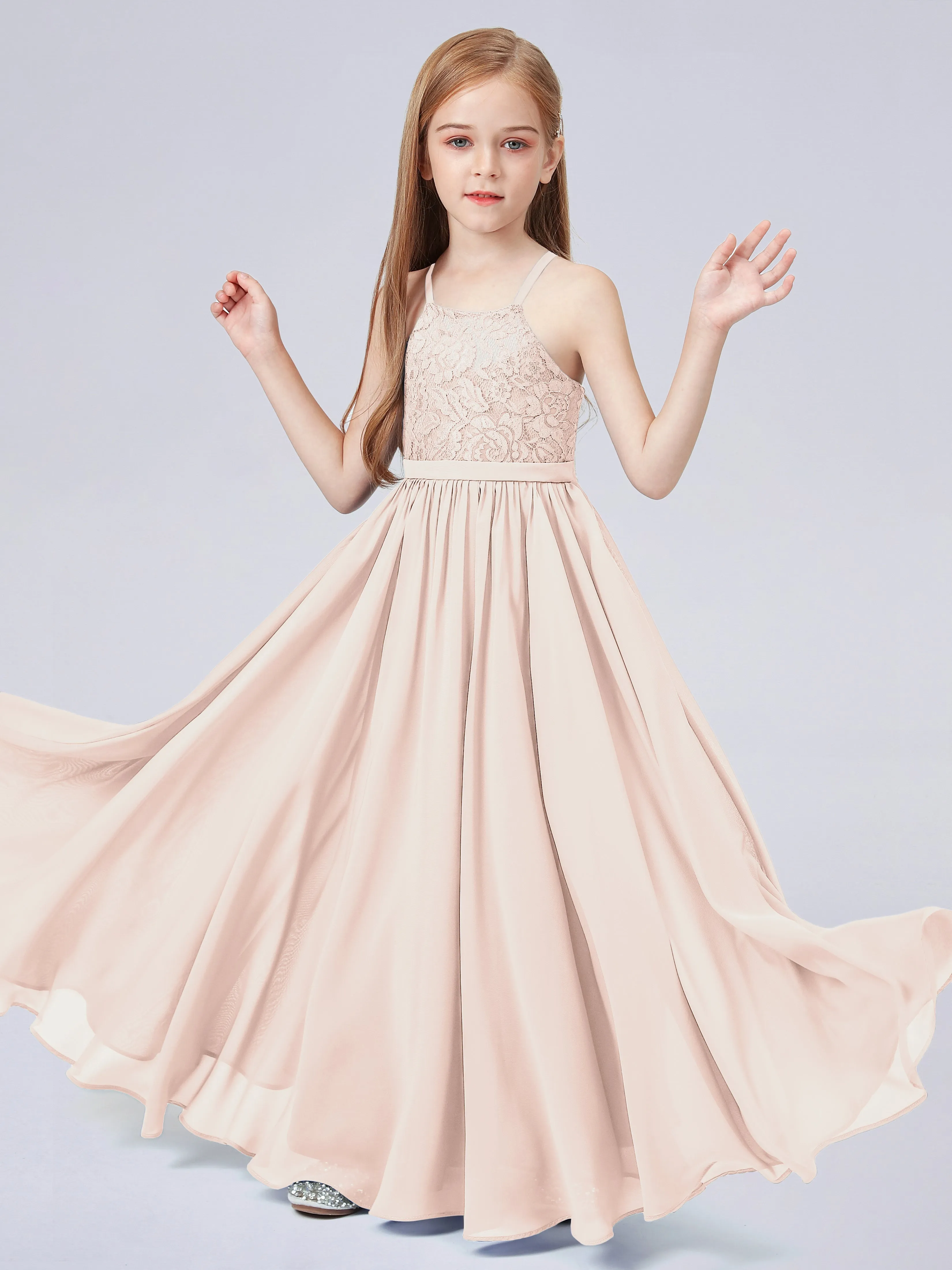 Halter Lace Junior Bridesmaid Dress