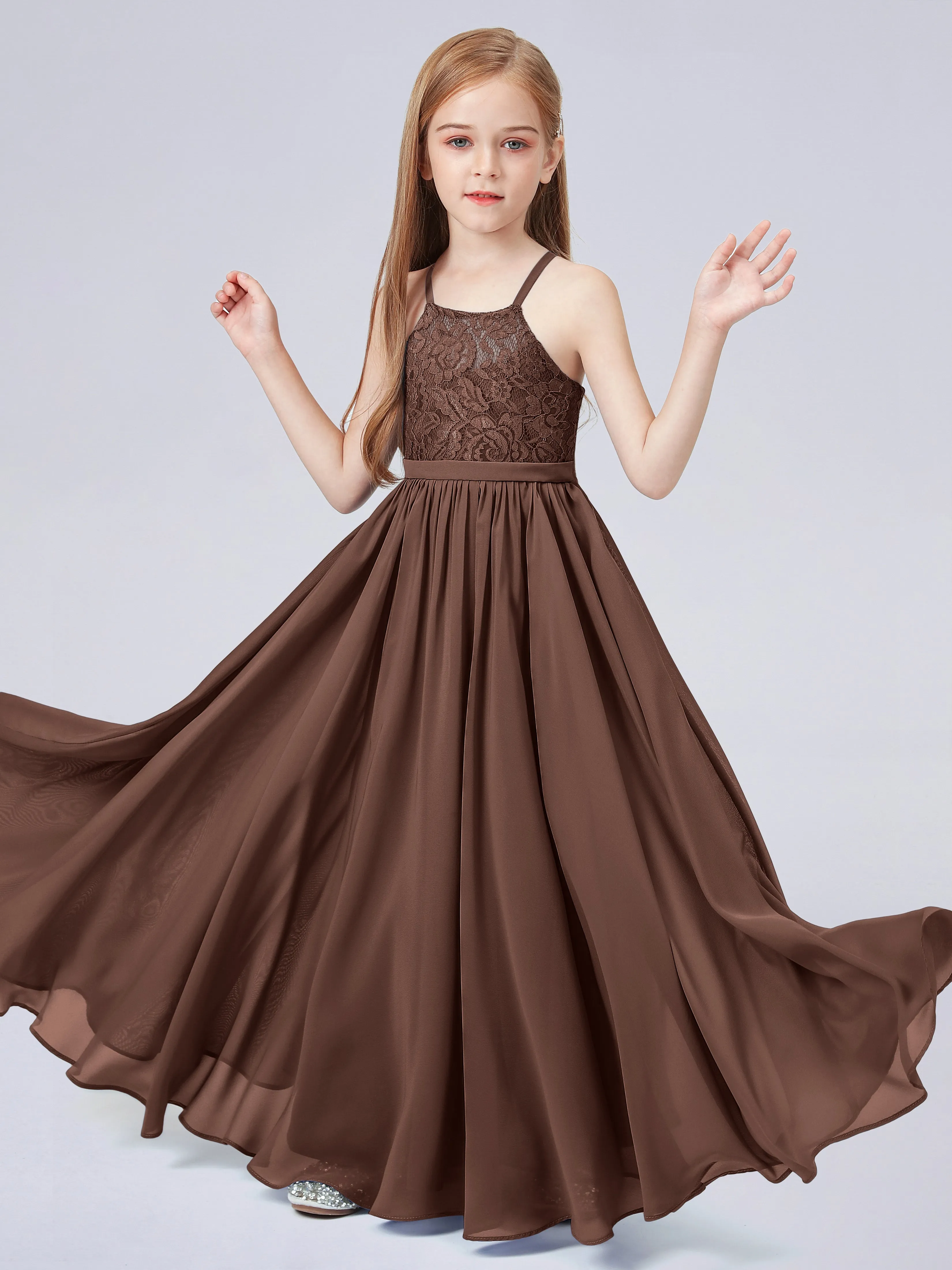 Halter Lace Junior Bridesmaid Dress