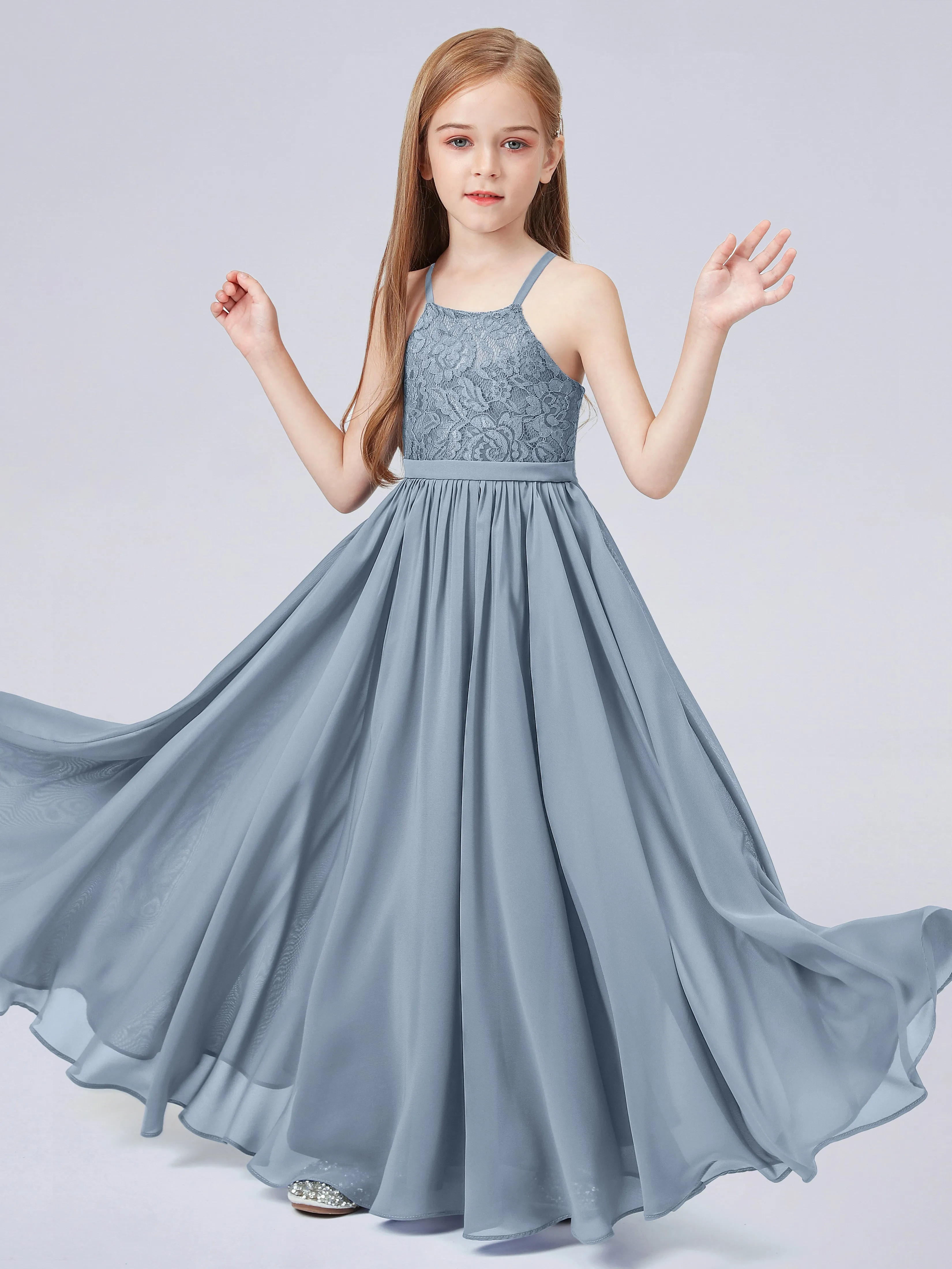 Halter Lace Junior Bridesmaid Dress