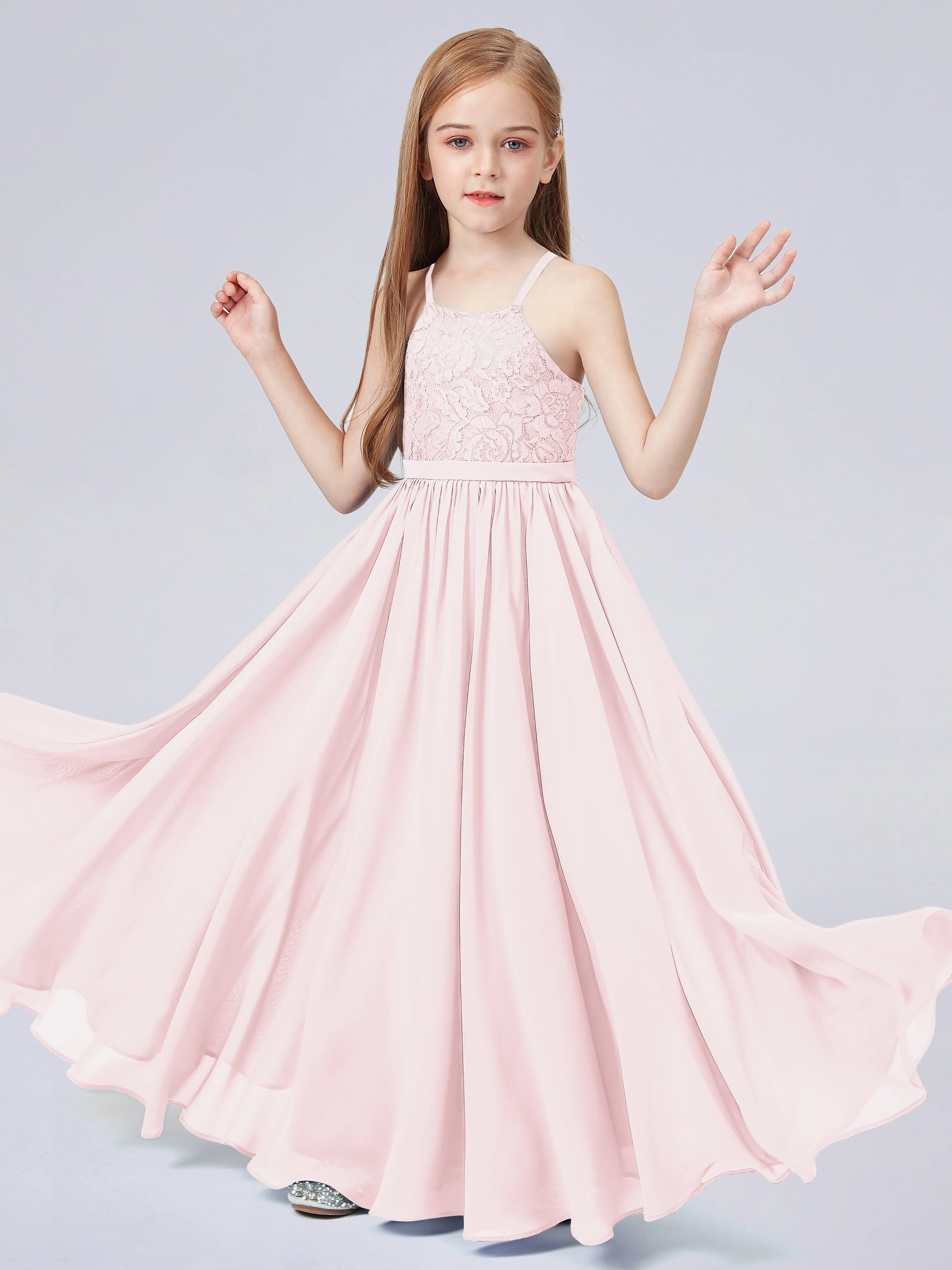 Halter Lace Junior Bridesmaid Dress