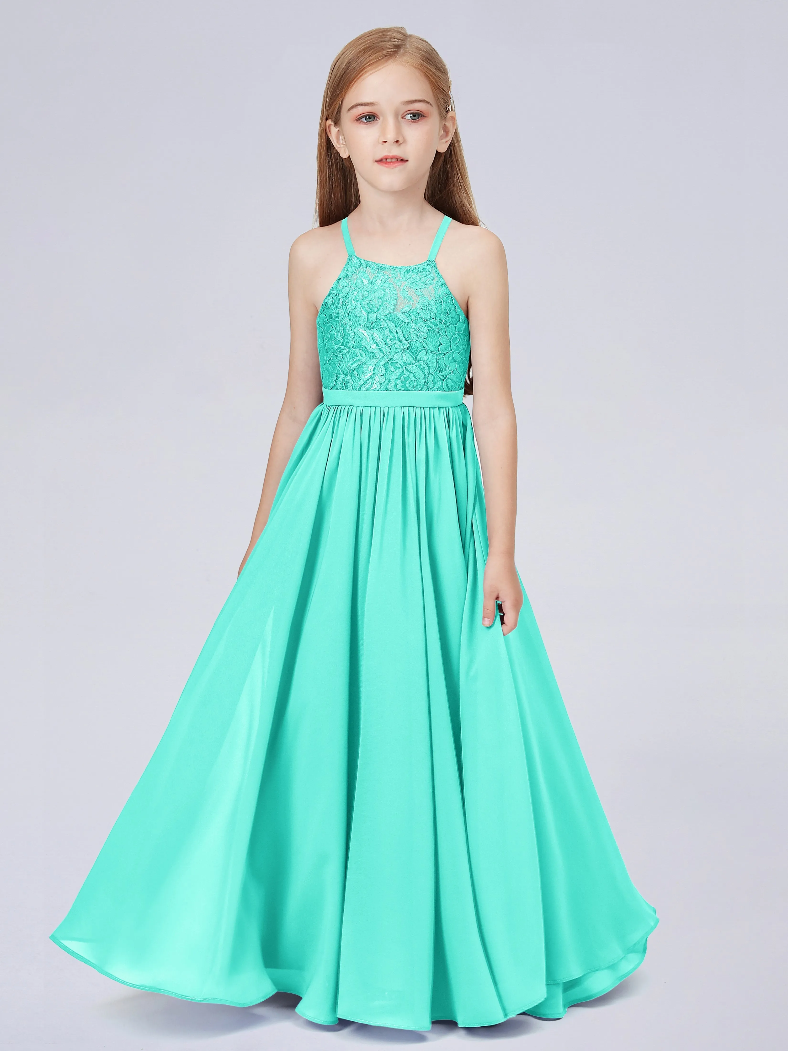 Halter Lace Junior Bridesmaid Dress