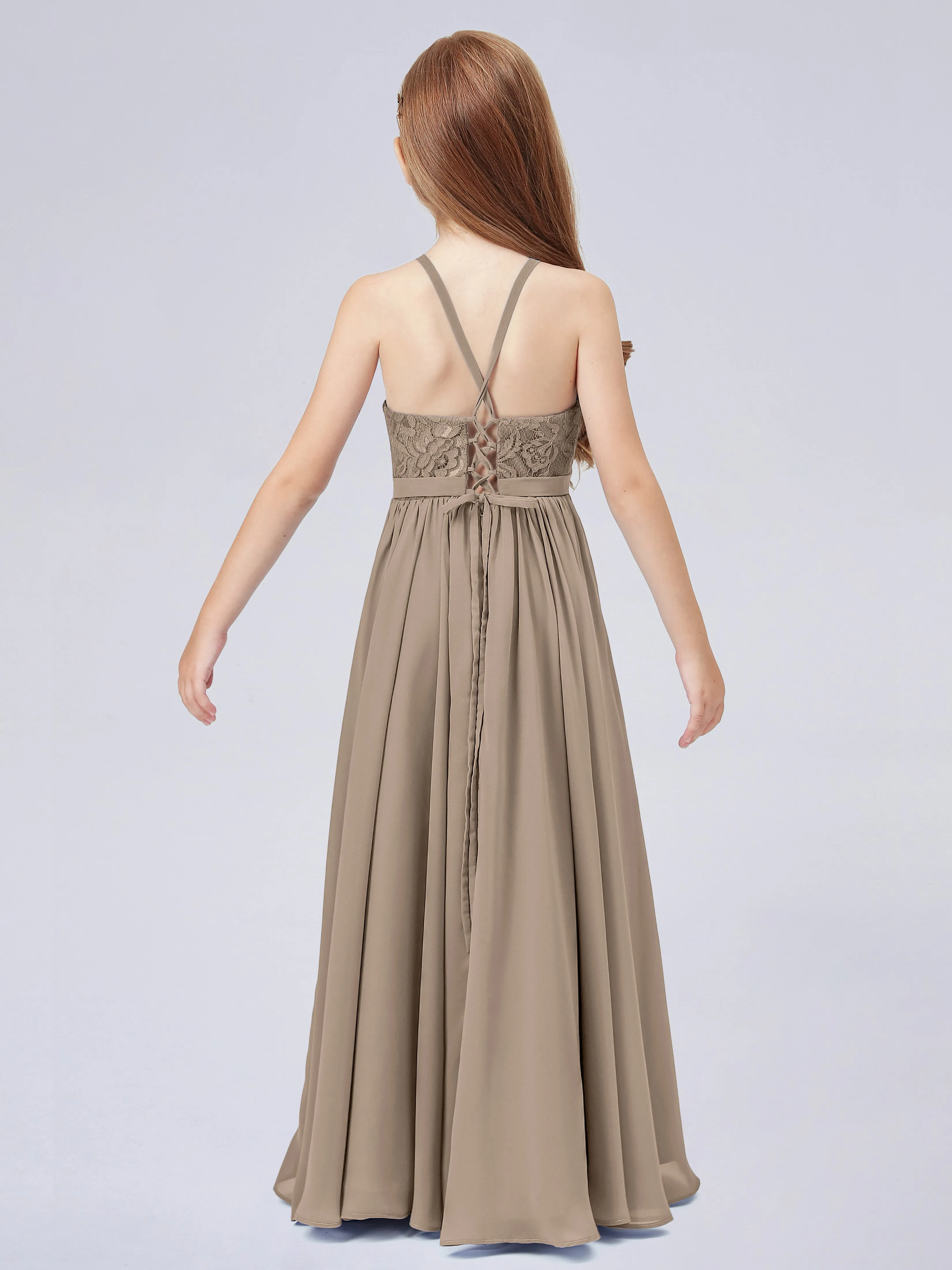 Halter Lace Junior Bridesmaid Dress