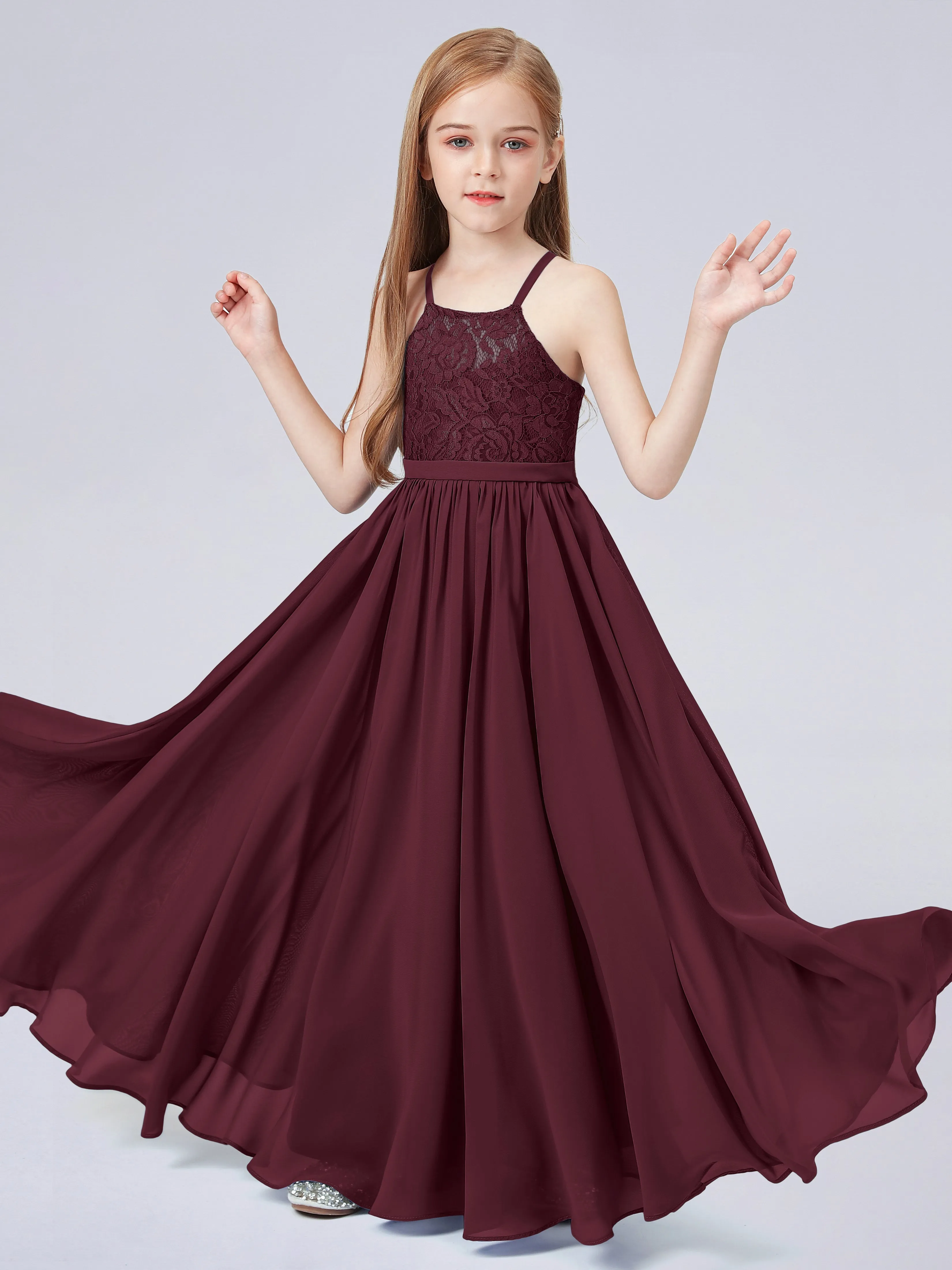 Halter Lace Junior Bridesmaid Dress