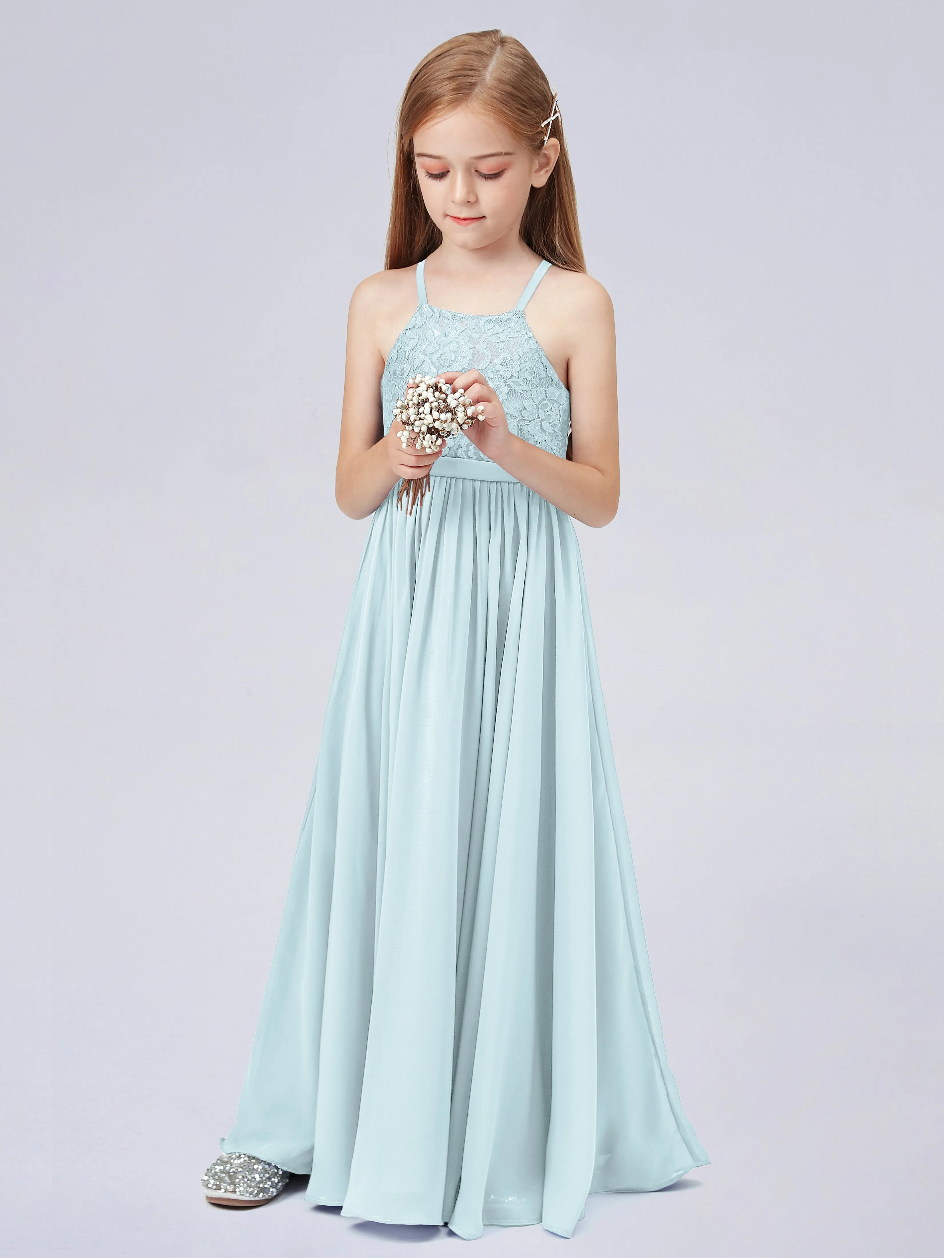 Halter Lace Junior Bridesmaid Dress