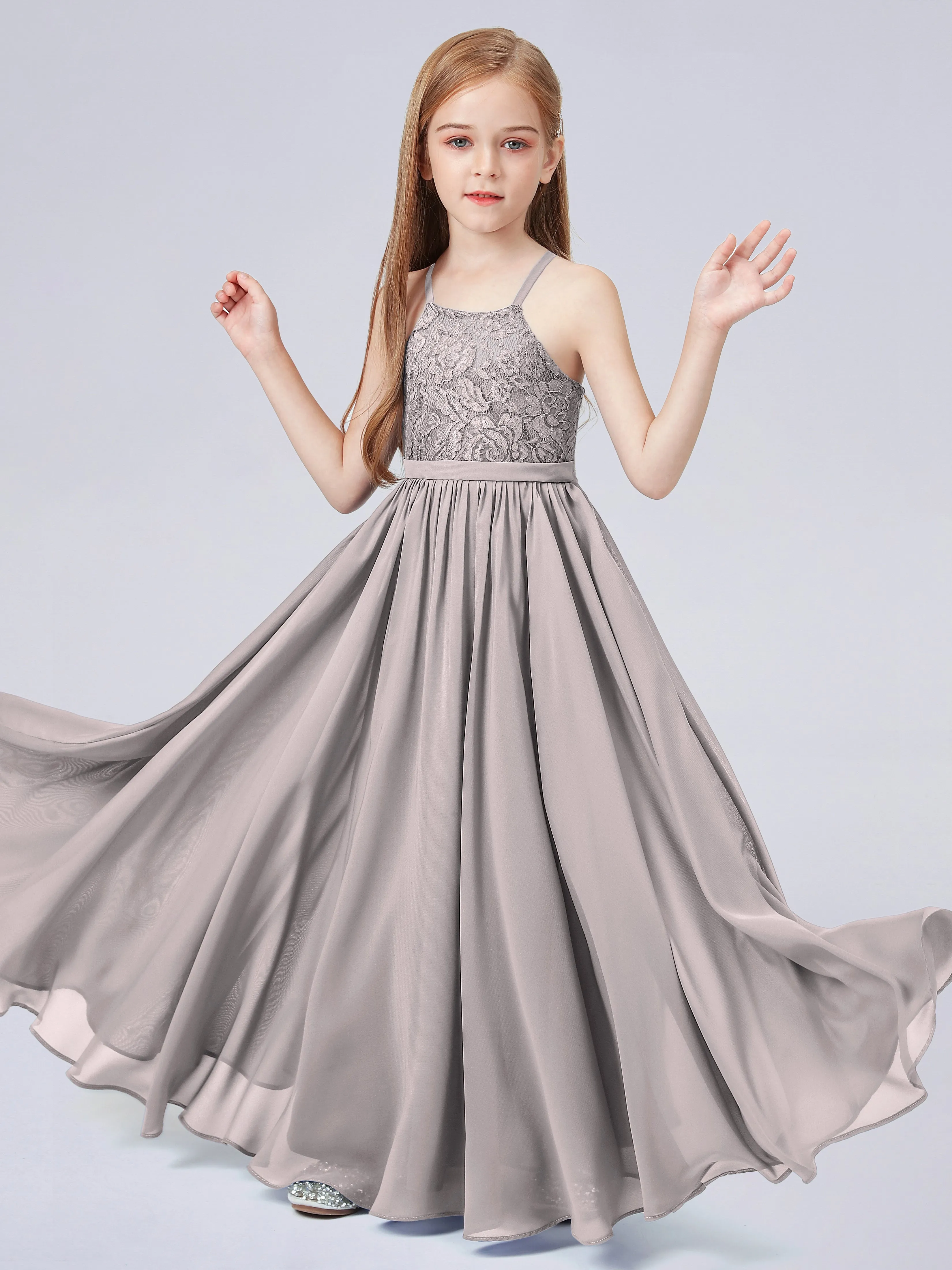 Halter Lace Junior Bridesmaid Dress