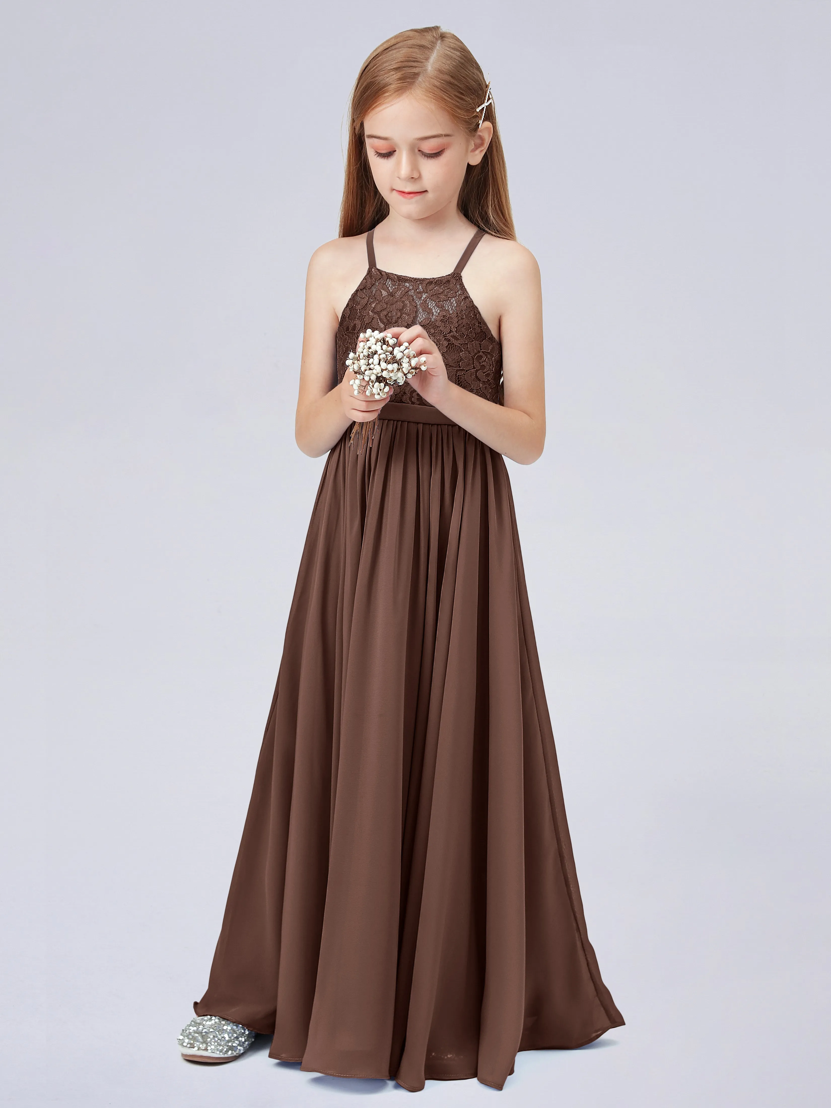 Halter Lace Junior Bridesmaid Dress