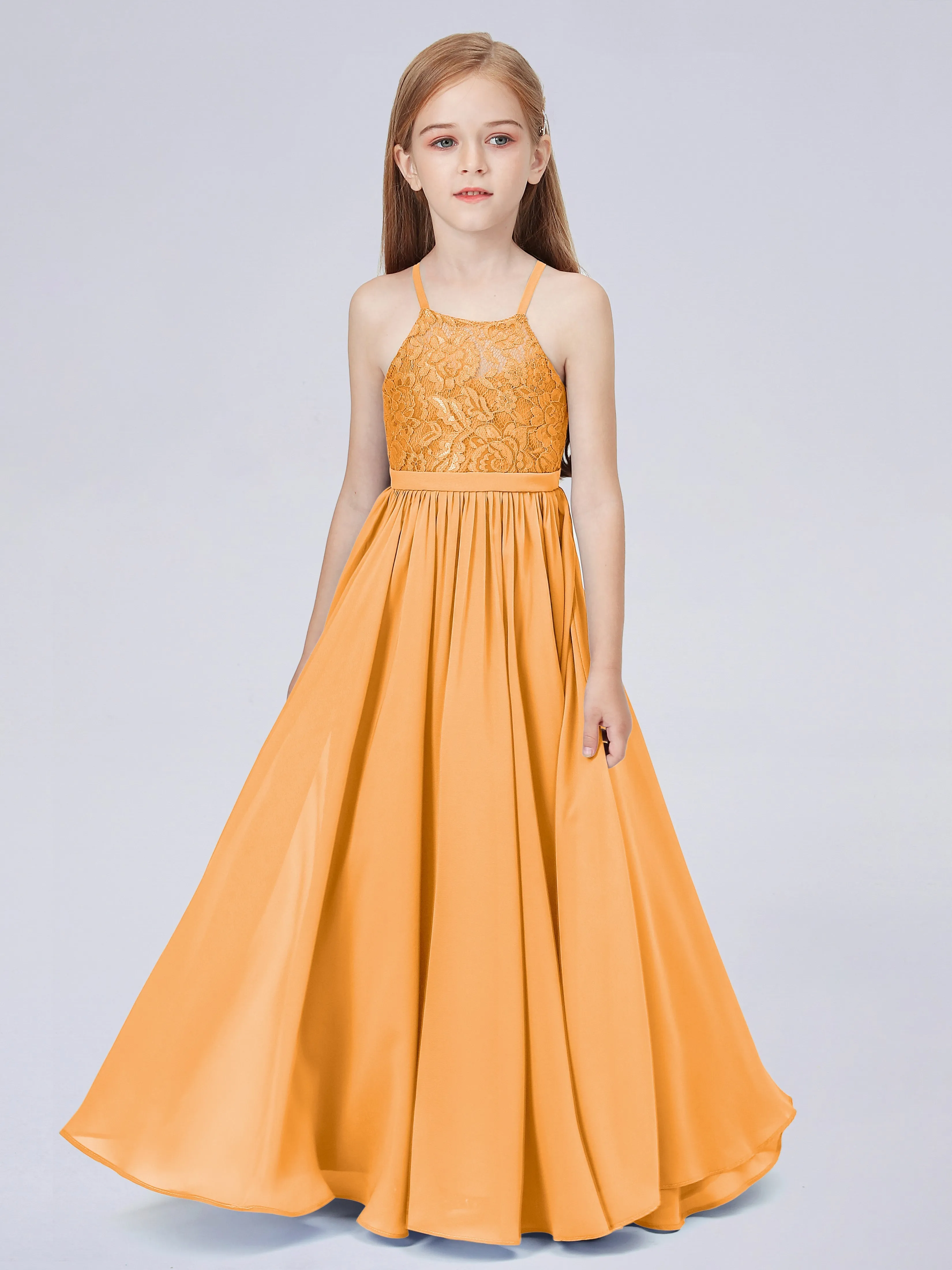 Halter Lace Junior Bridesmaid Dress