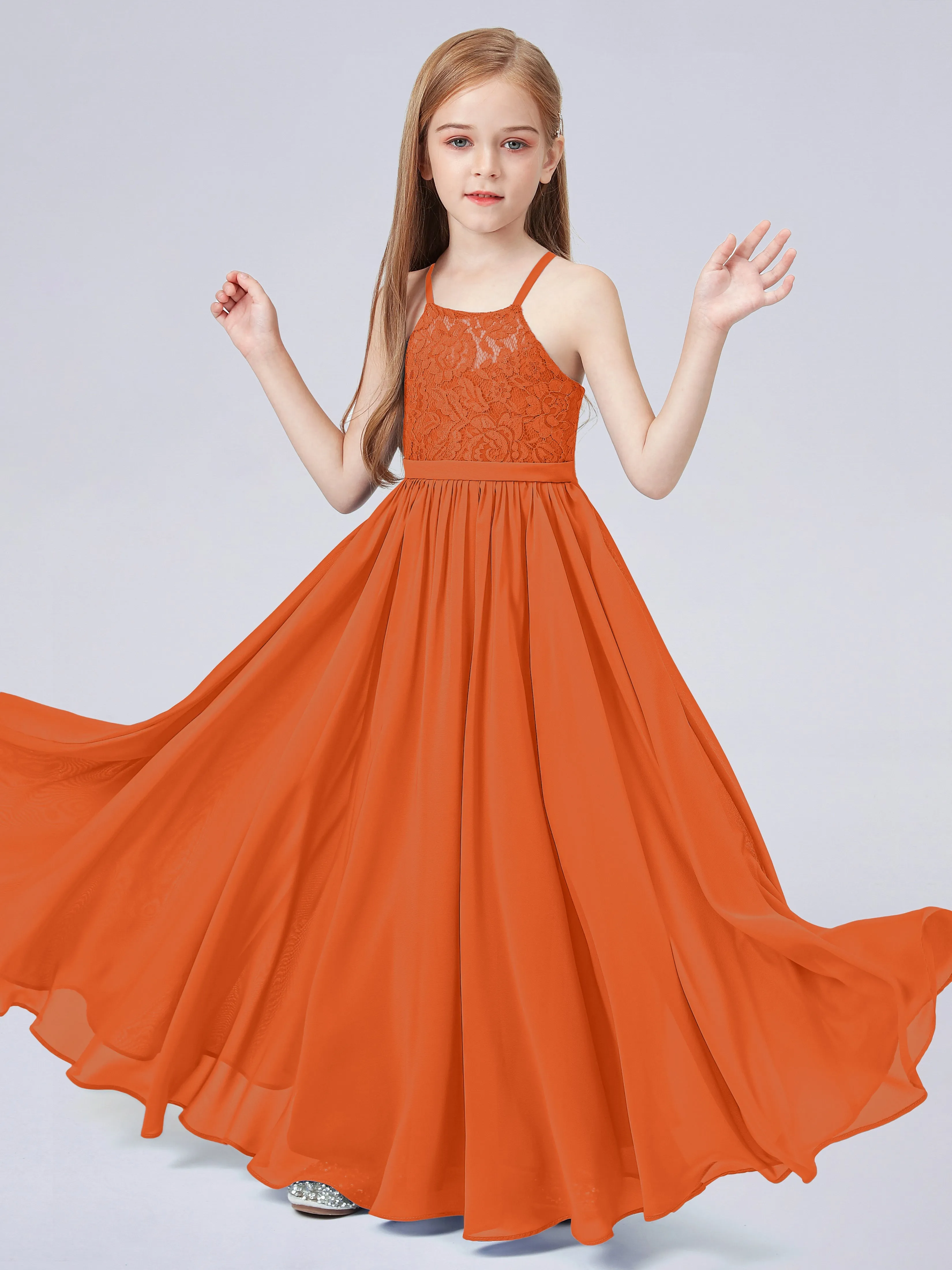 Halter Lace Junior Bridesmaid Dress