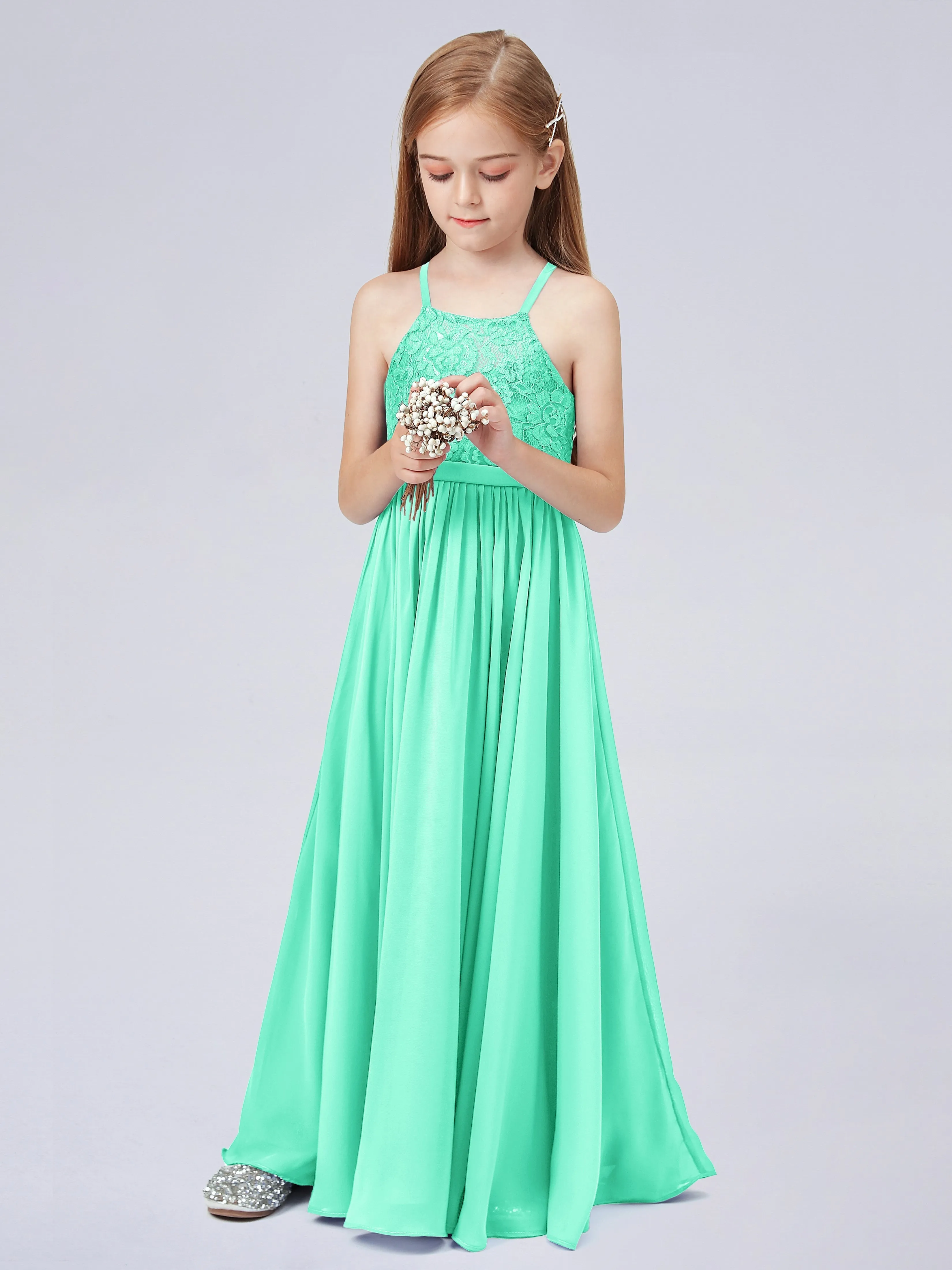 Halter Lace Junior Bridesmaid Dress