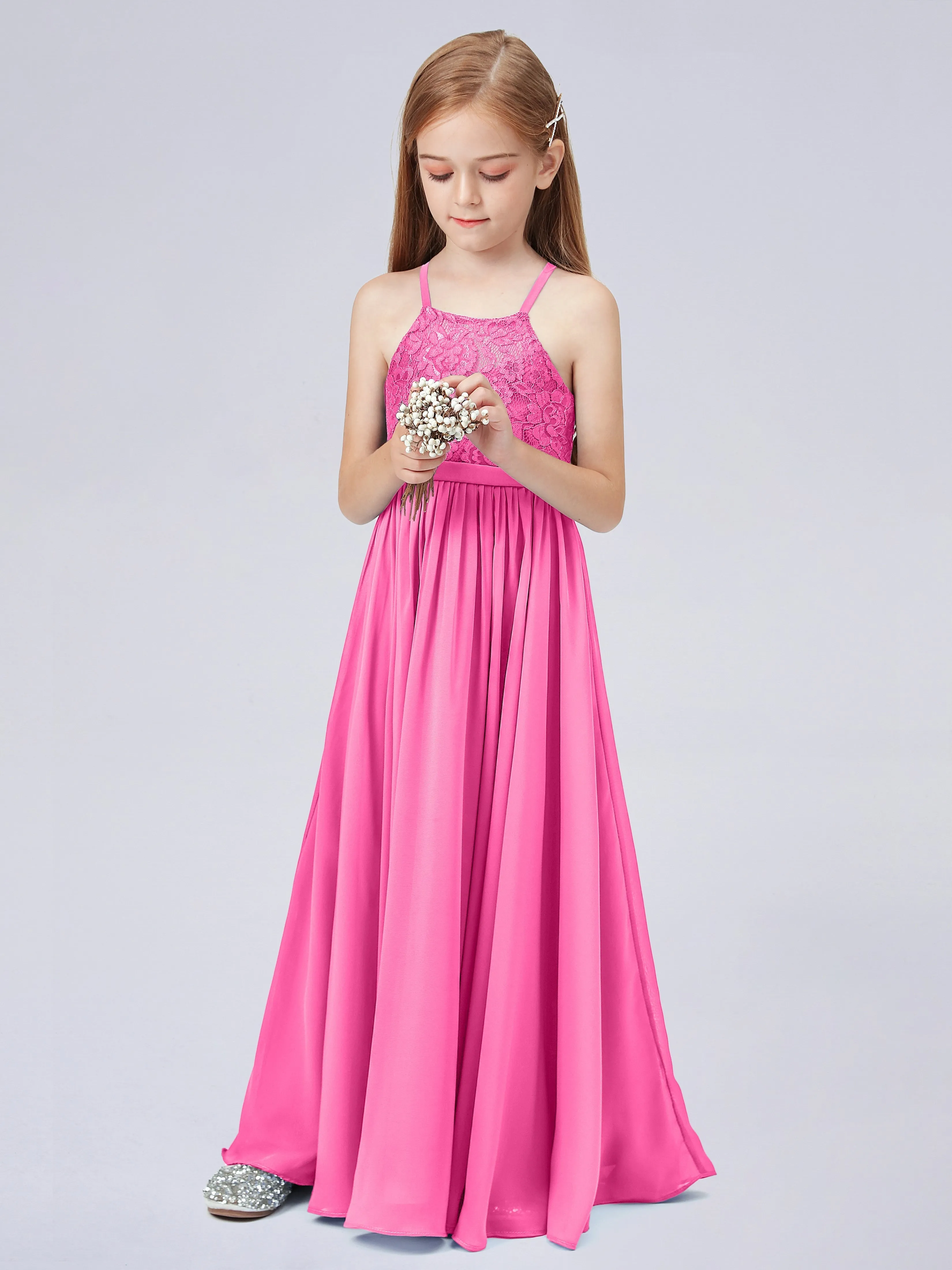 Halter Lace Junior Bridesmaid Dress