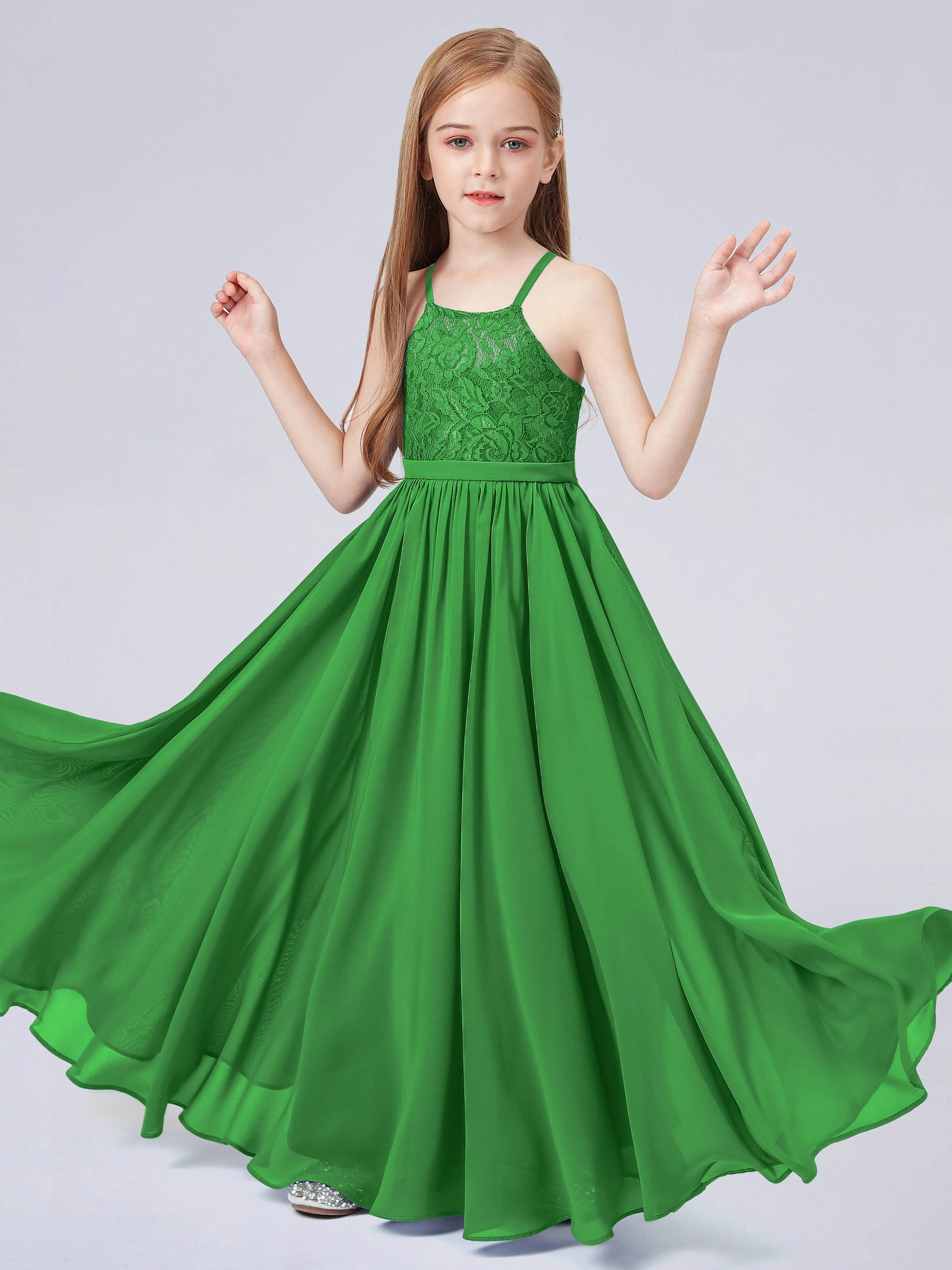 Halter Lace Junior Bridesmaid Dress