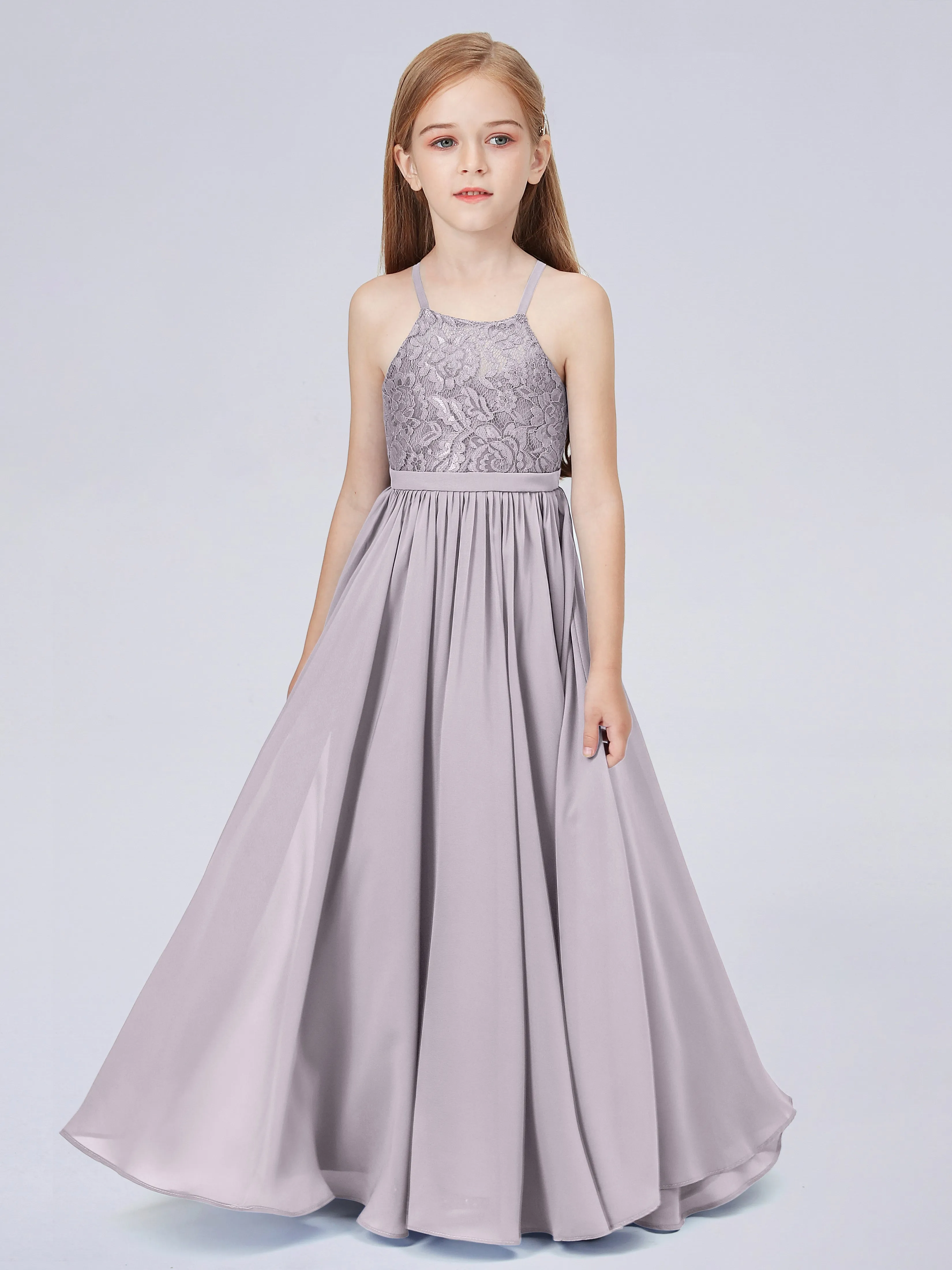 Halter Lace Junior Bridesmaid Dress