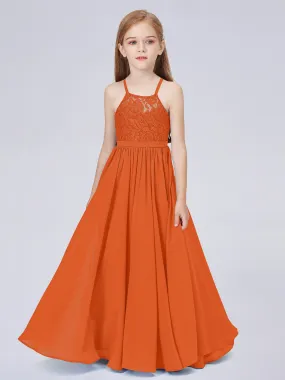 Halter Lace Junior Bridesmaid Dress