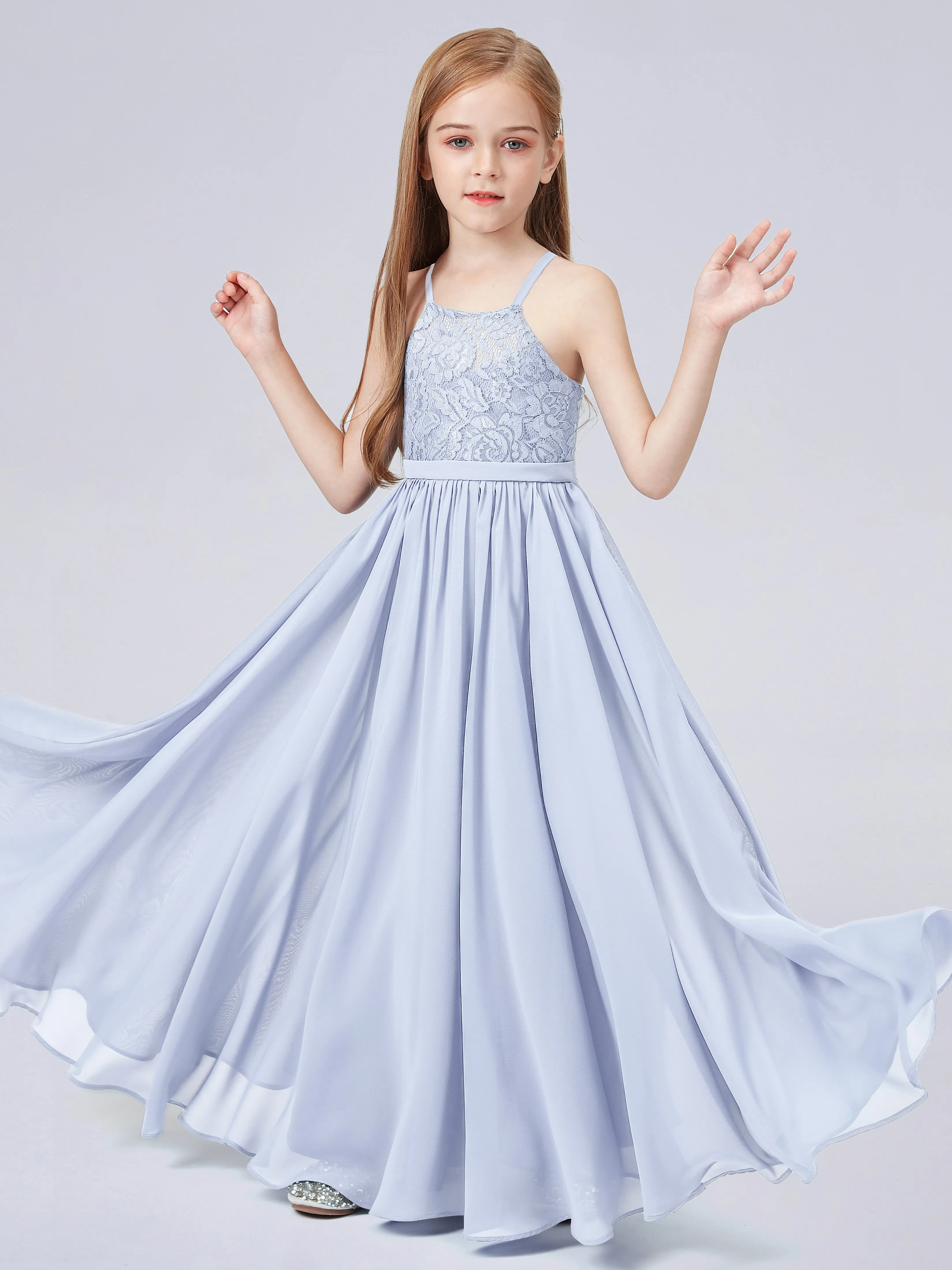 Halter Lace Junior Bridesmaid Dress