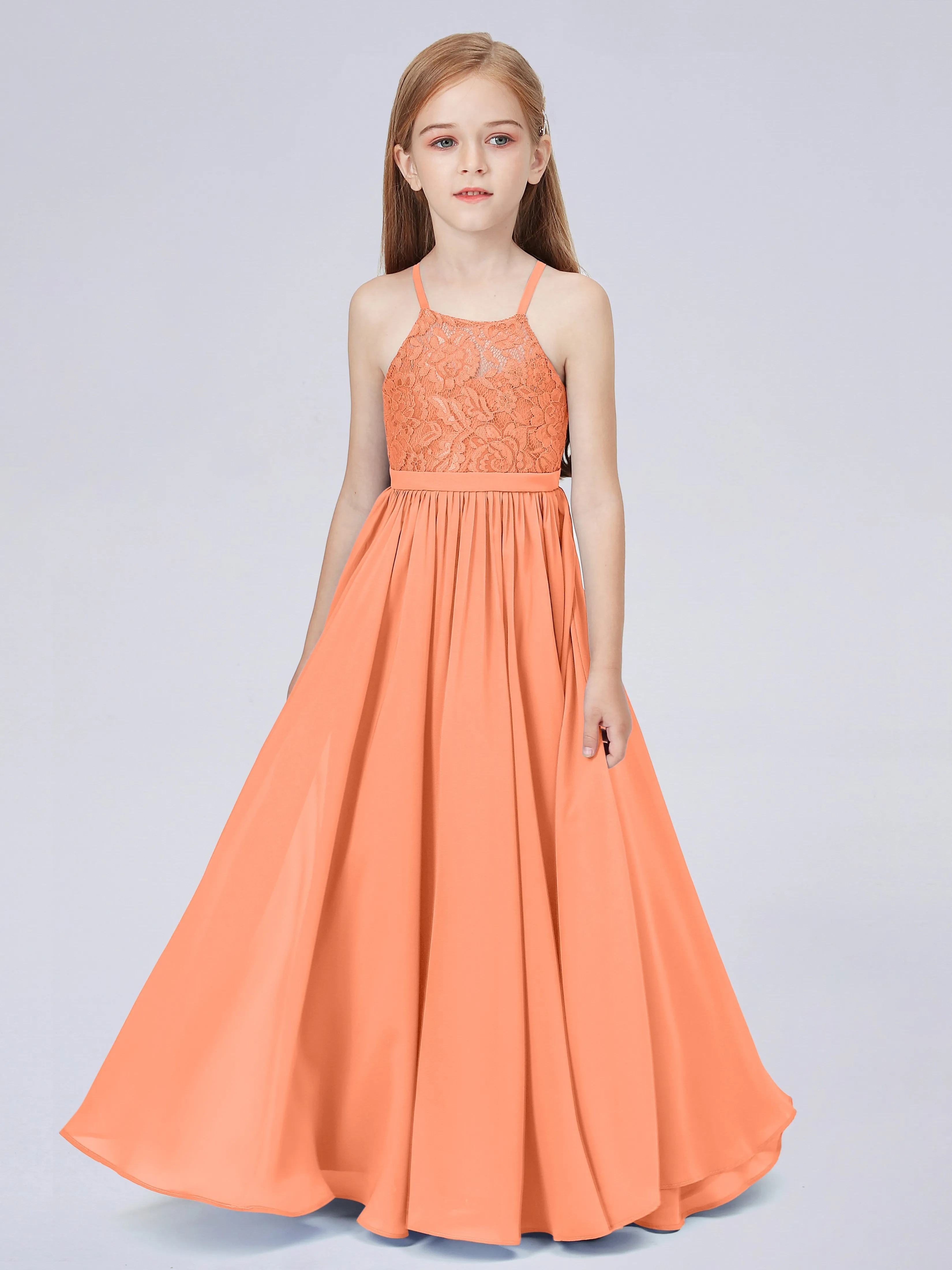 Halter Lace Junior Bridesmaid Dress