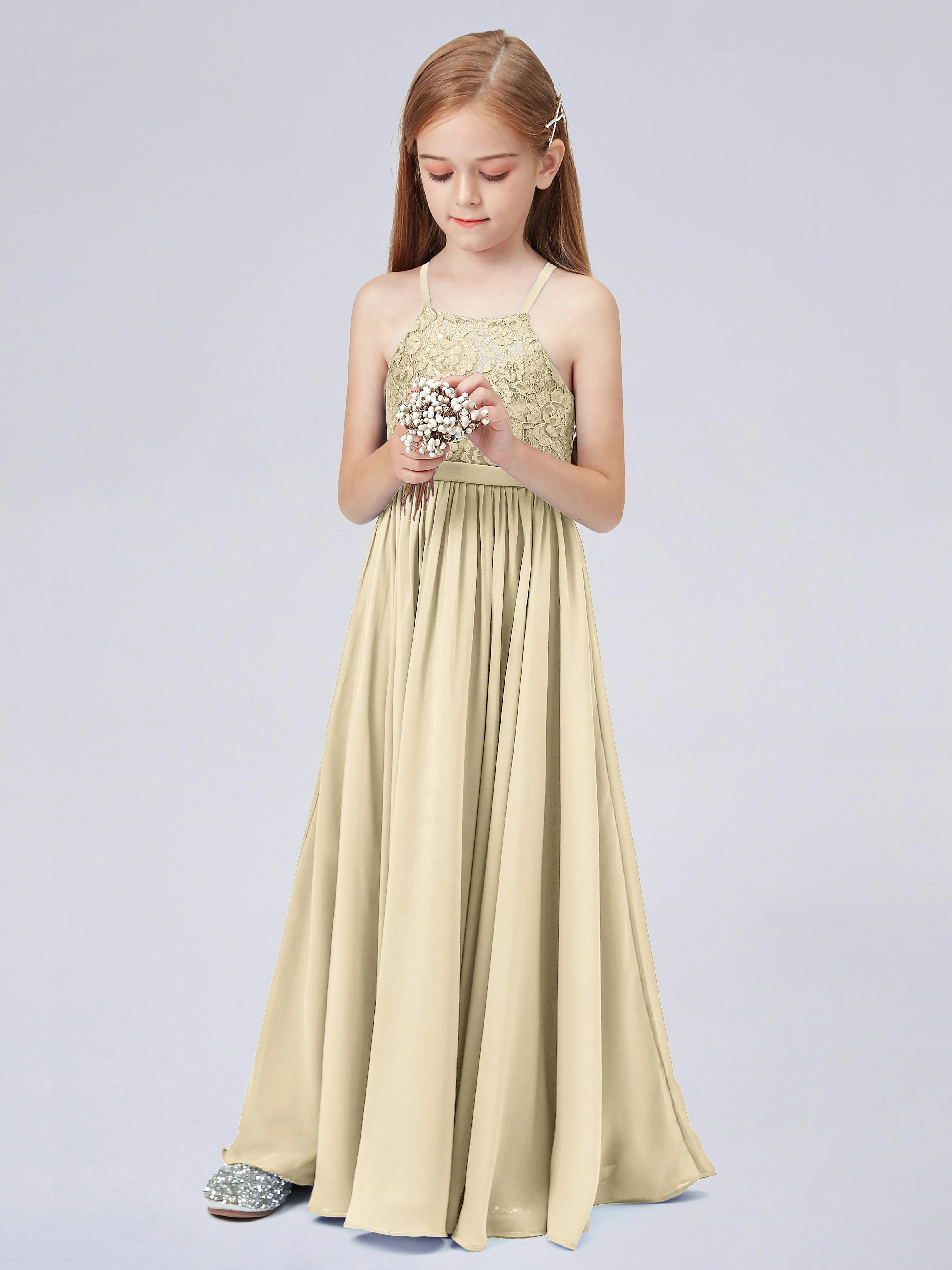 Halter Lace Junior Bridesmaid Dress