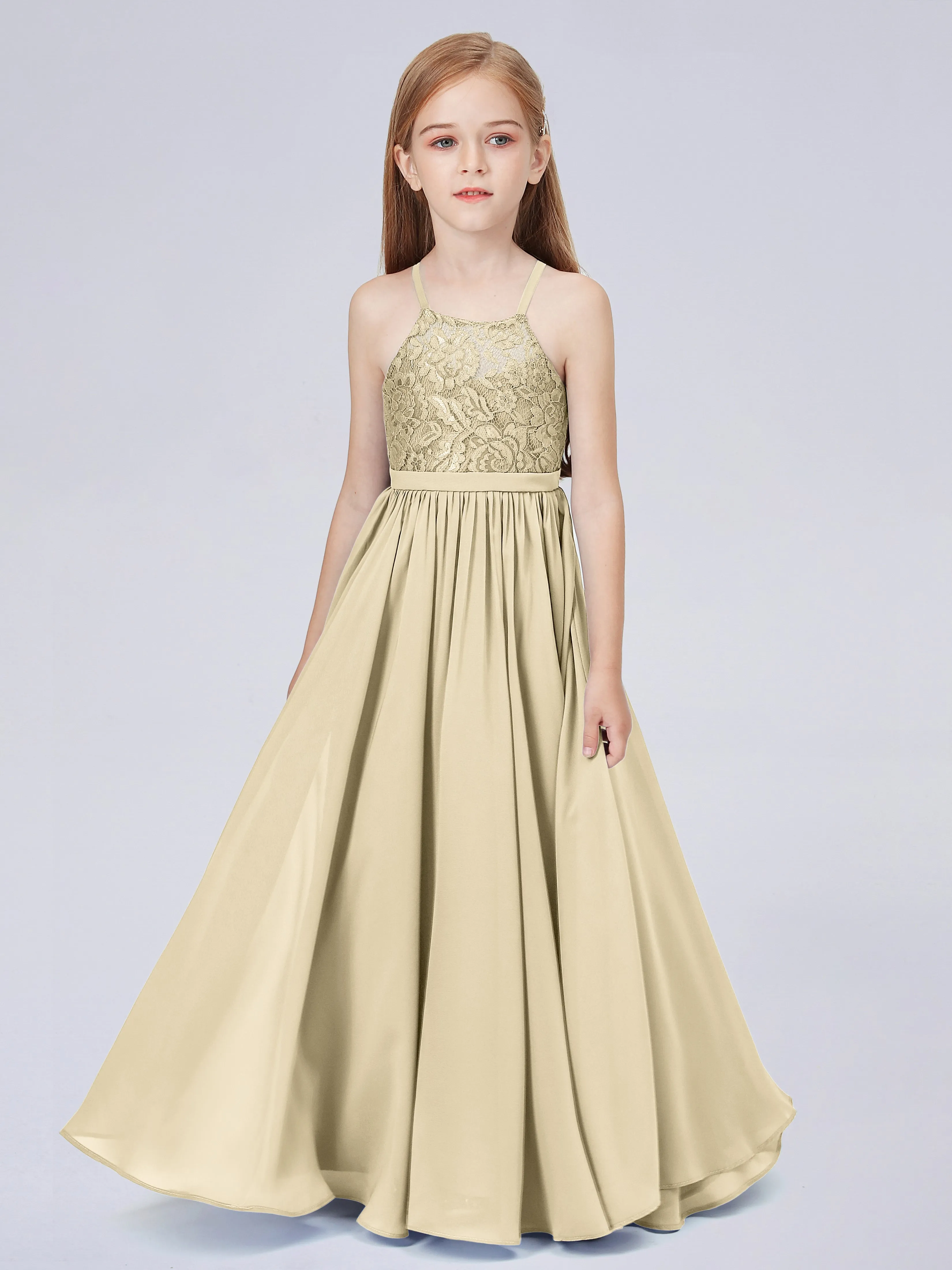 Halter Lace Junior Bridesmaid Dress