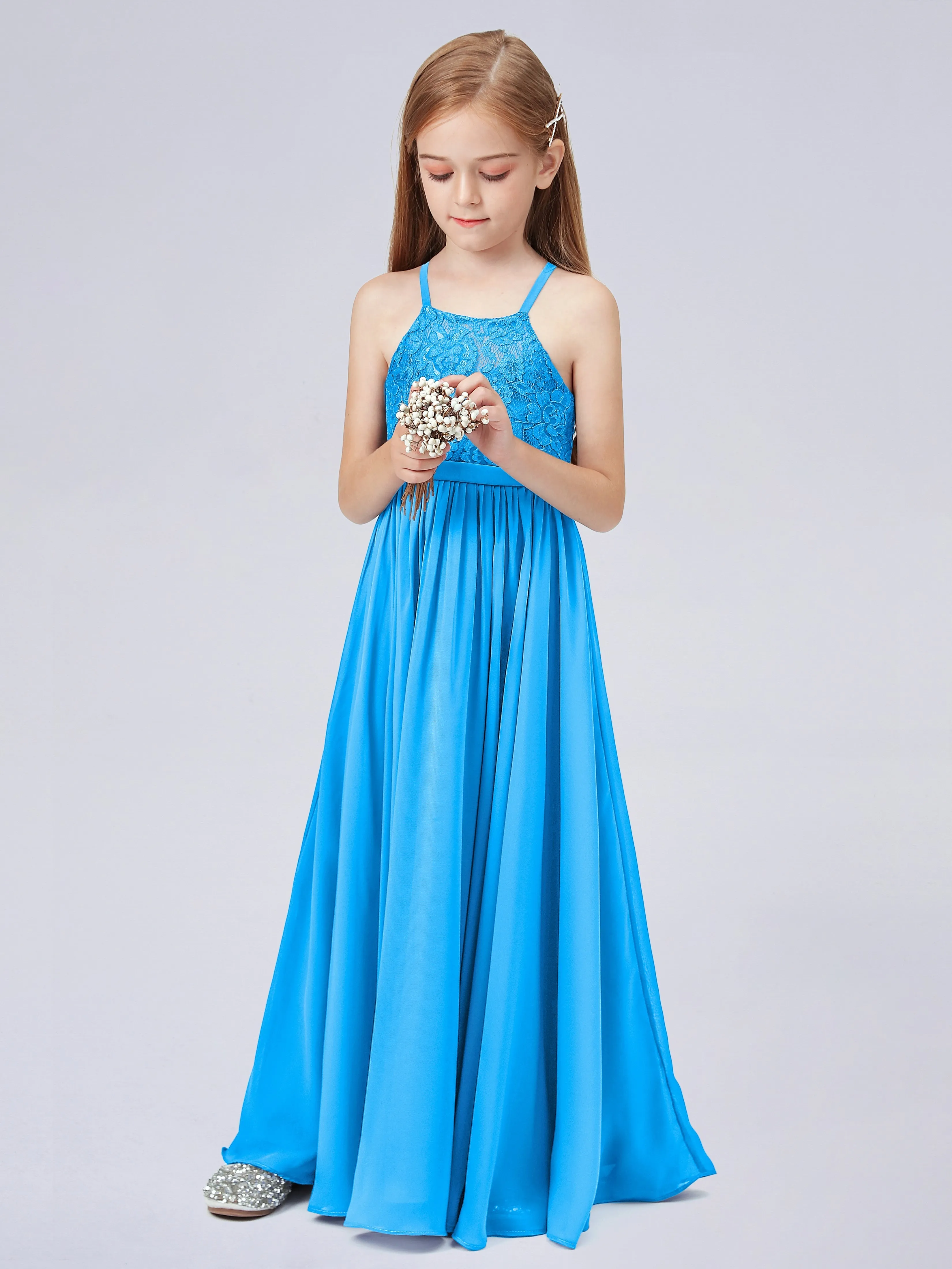 Halter Lace Junior Bridesmaid Dress