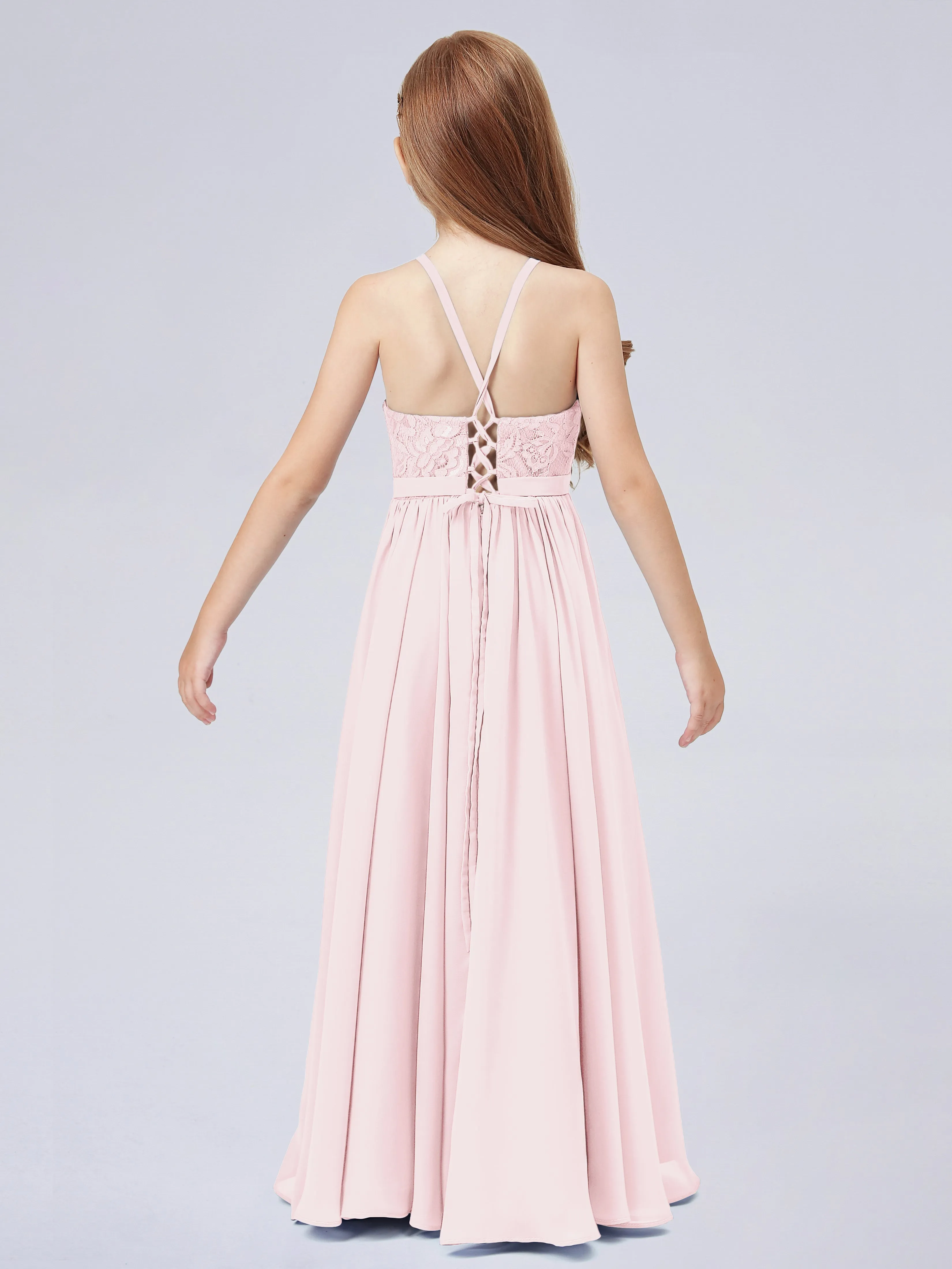 Halter Lace Junior Bridesmaid Dress