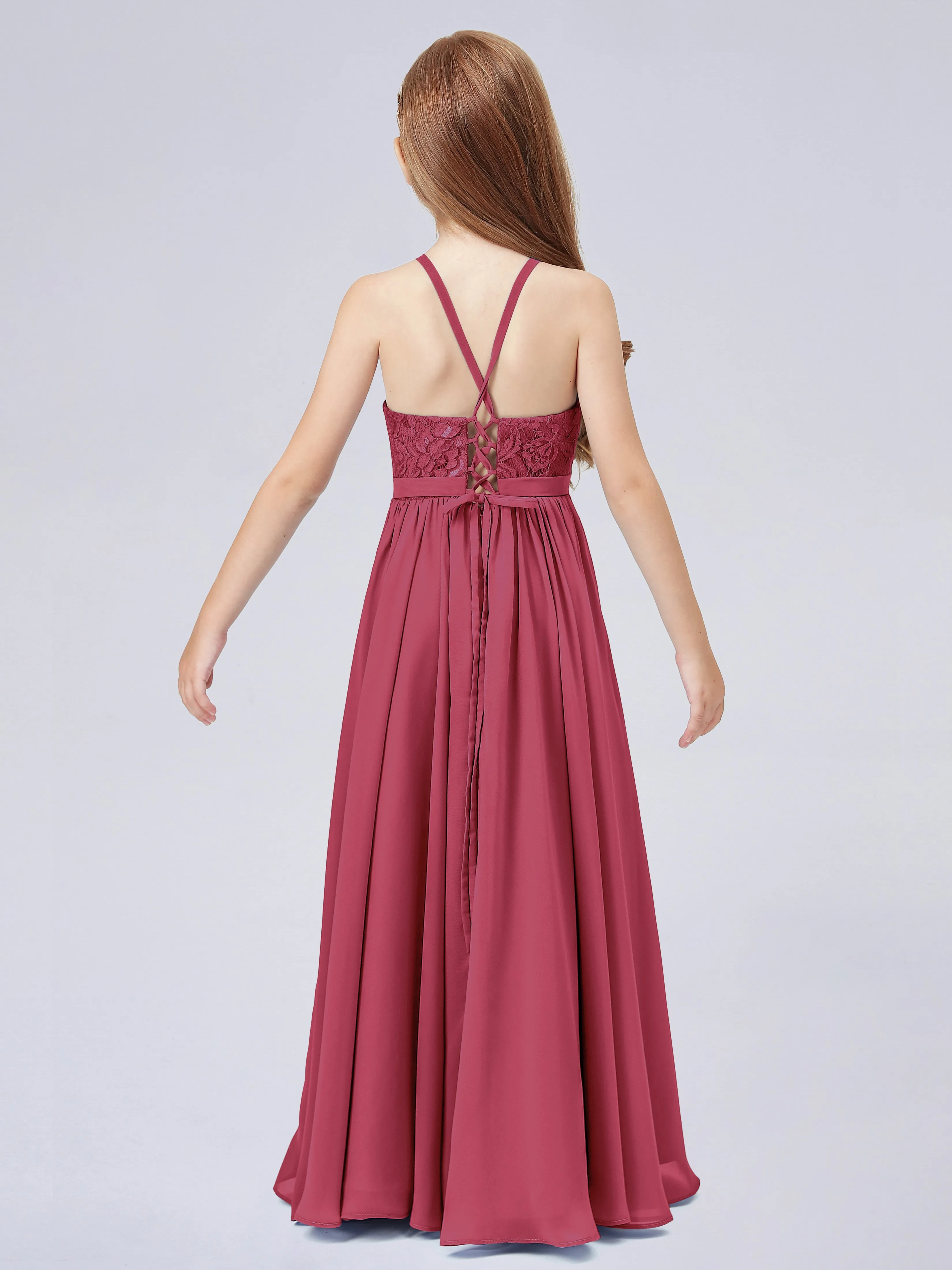 Halter Lace Junior Bridesmaid Dress