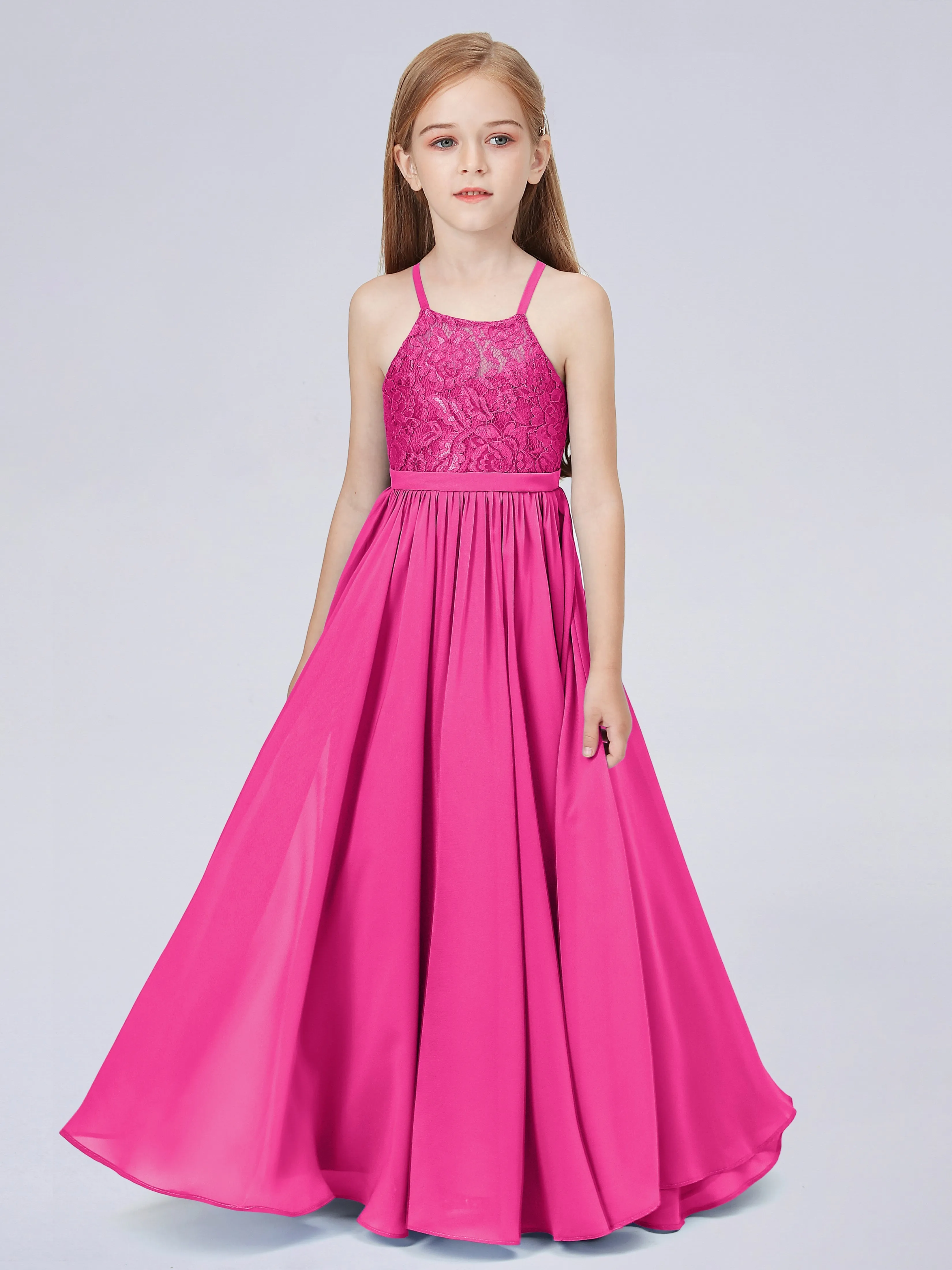 Halter Lace Junior Bridesmaid Dress