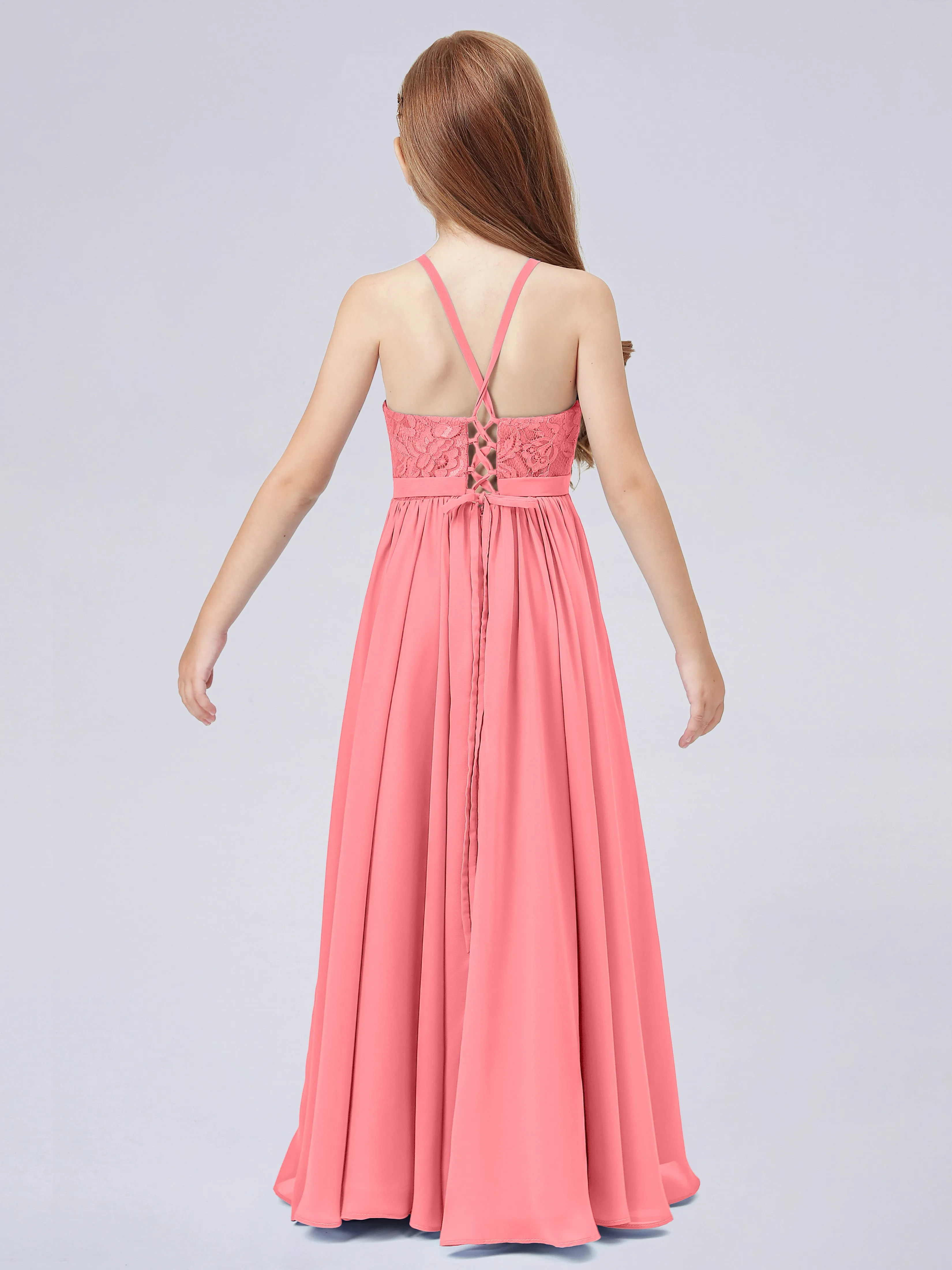 Halter Lace Junior Bridesmaid Dress