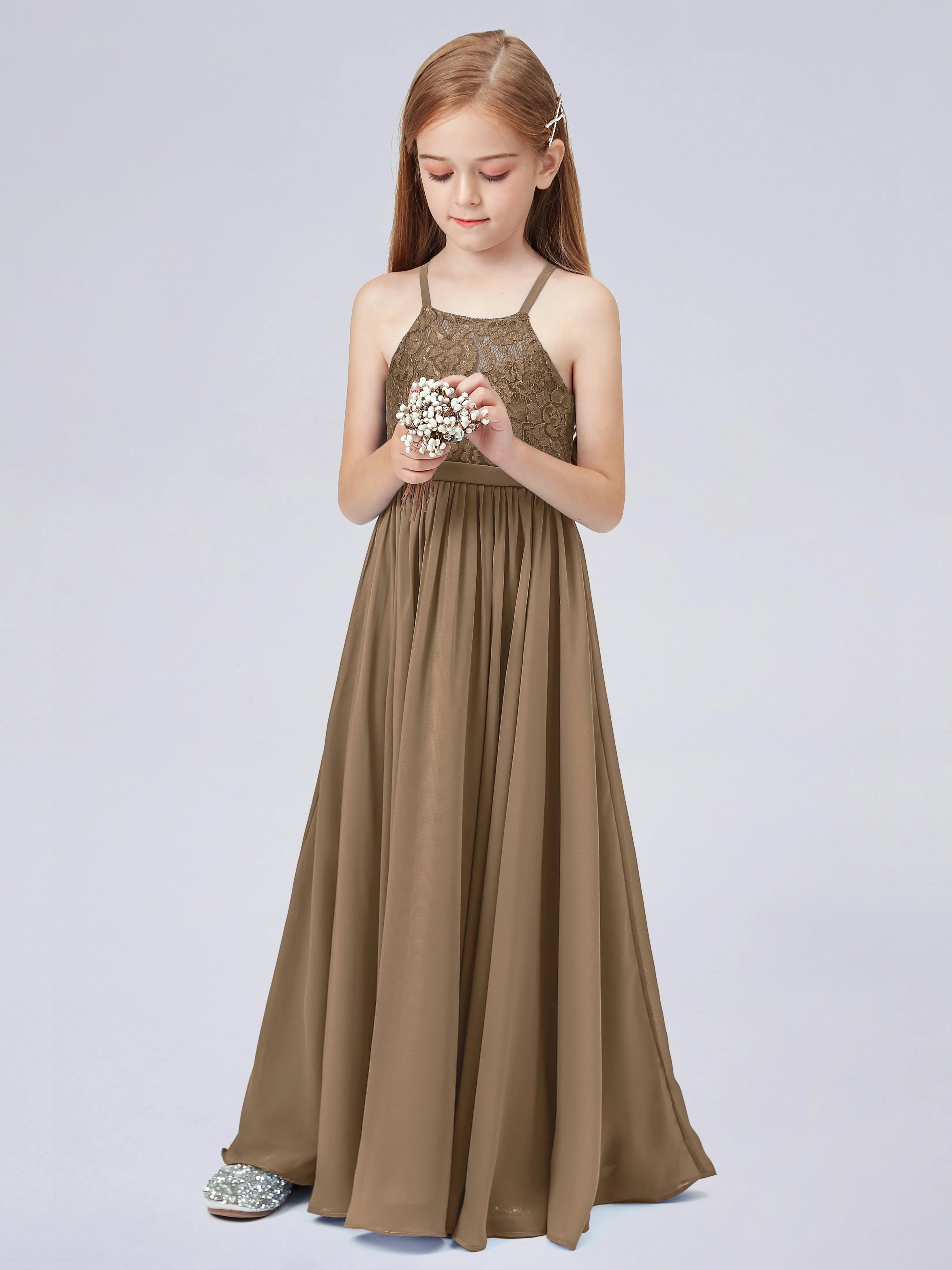 Halter Lace Junior Bridesmaid Dress