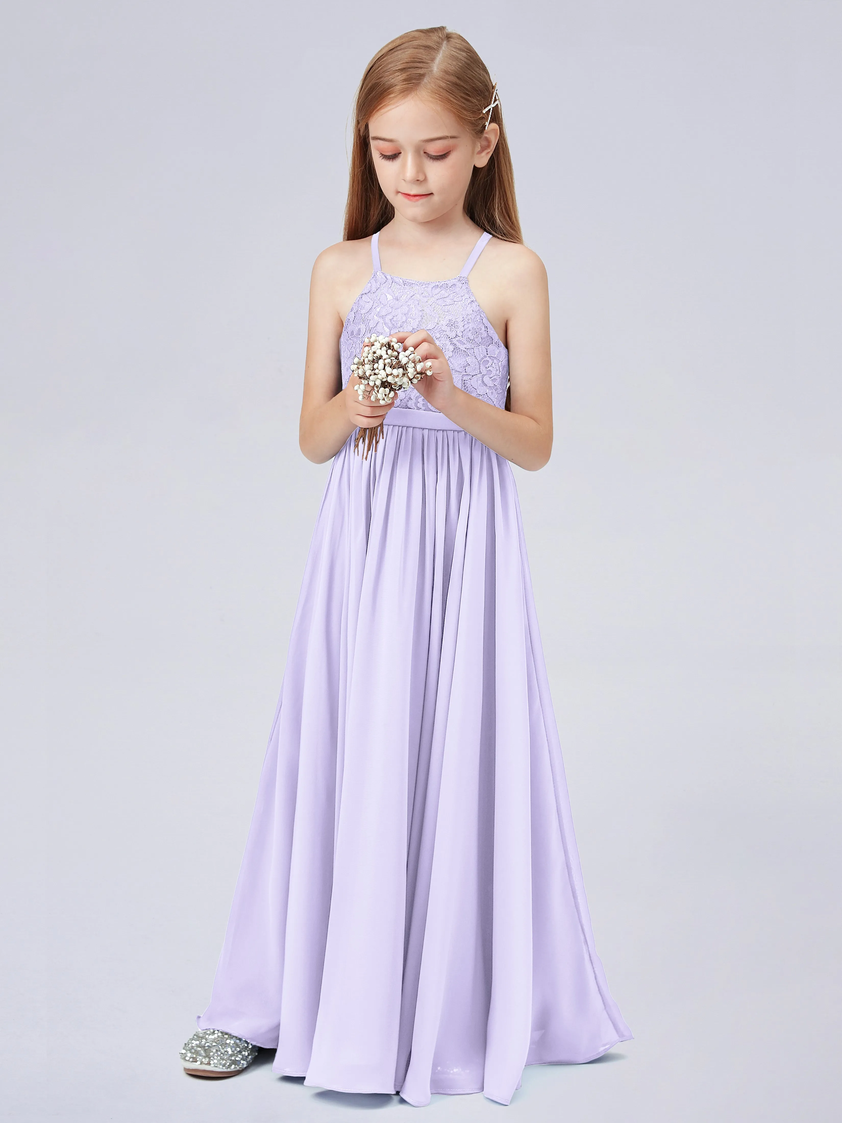 Halter Lace Junior Bridesmaid Dress