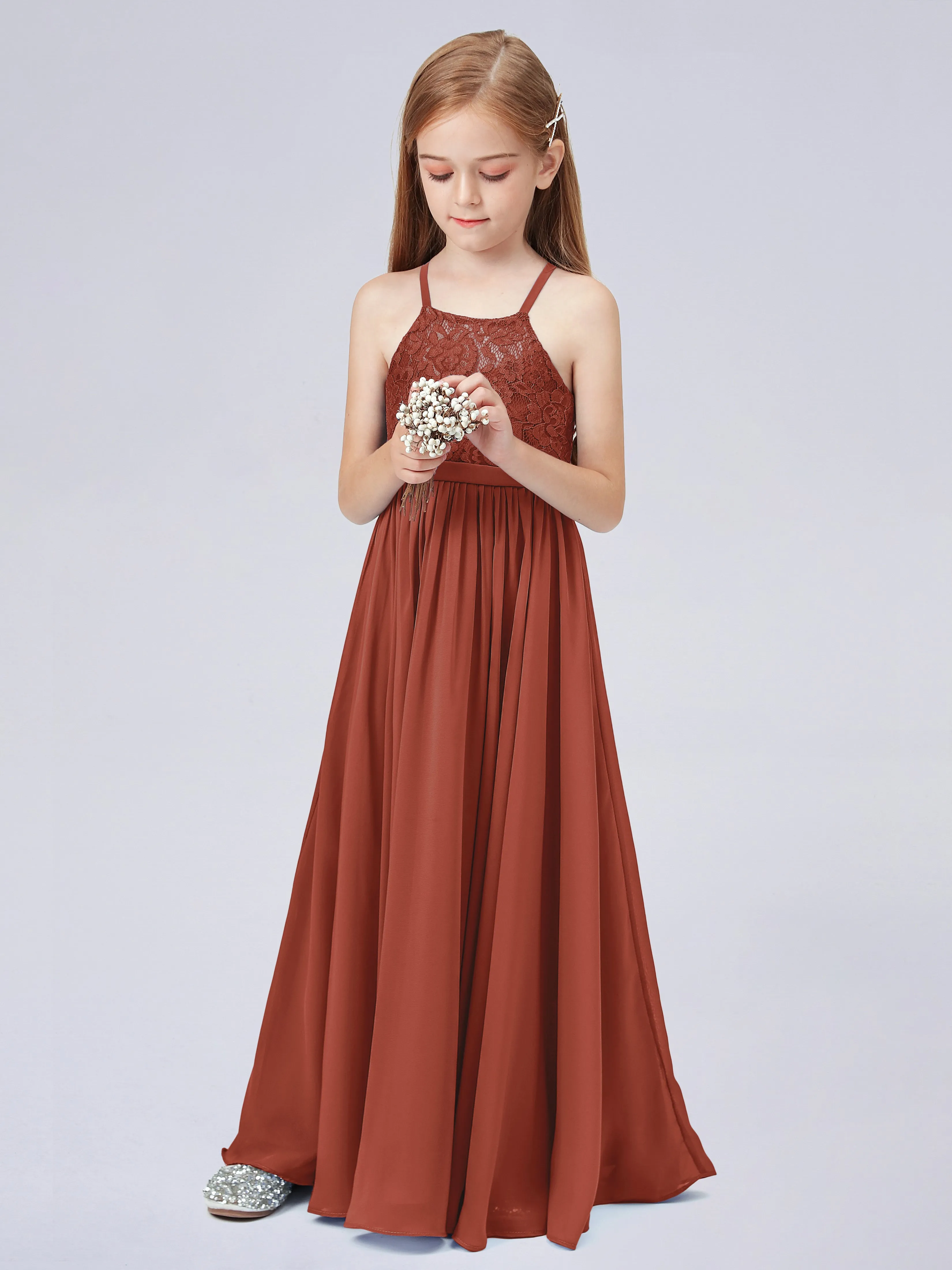 Halter Lace Junior Bridesmaid Dress