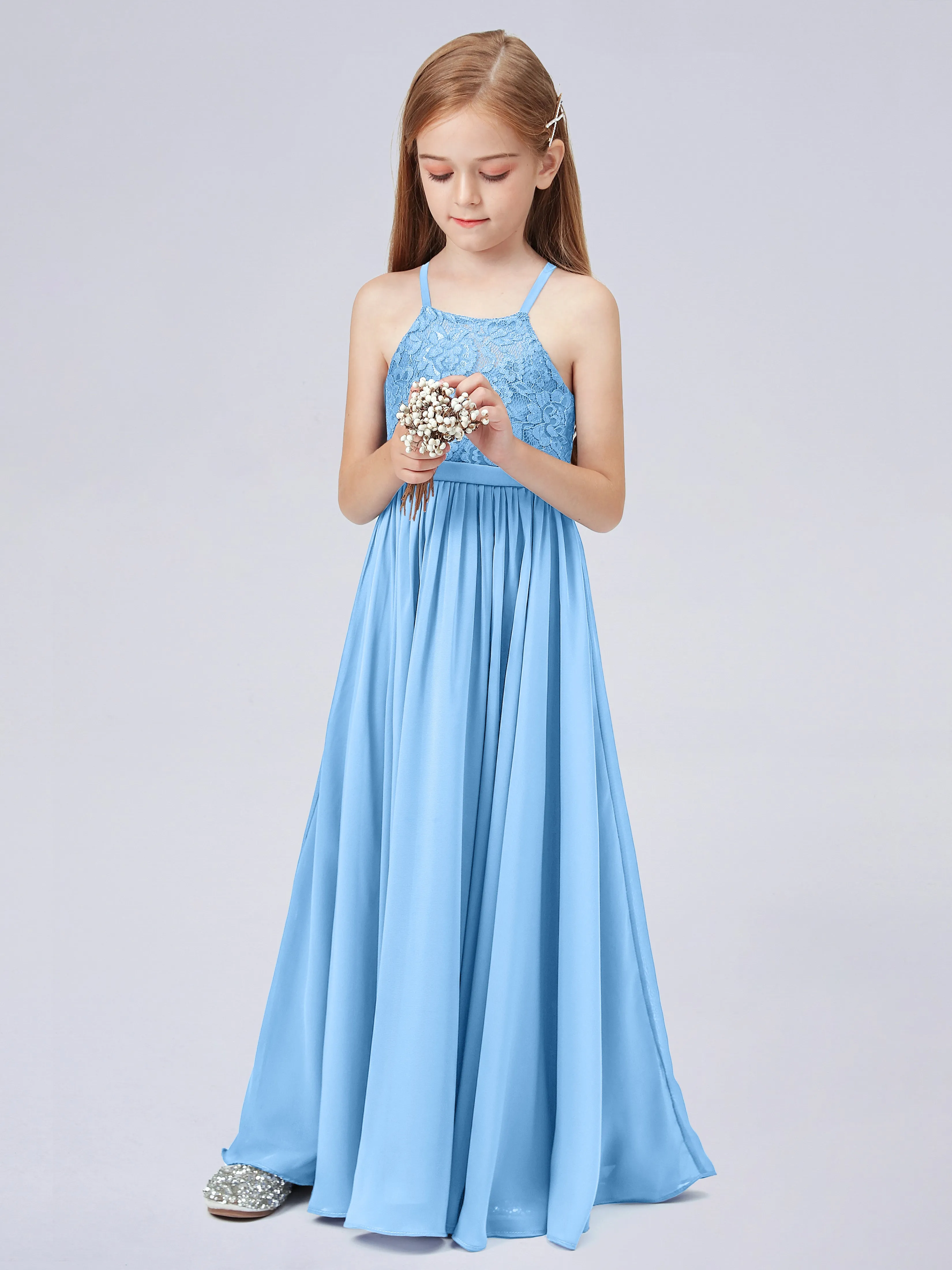 Halter Lace Junior Bridesmaid Dress