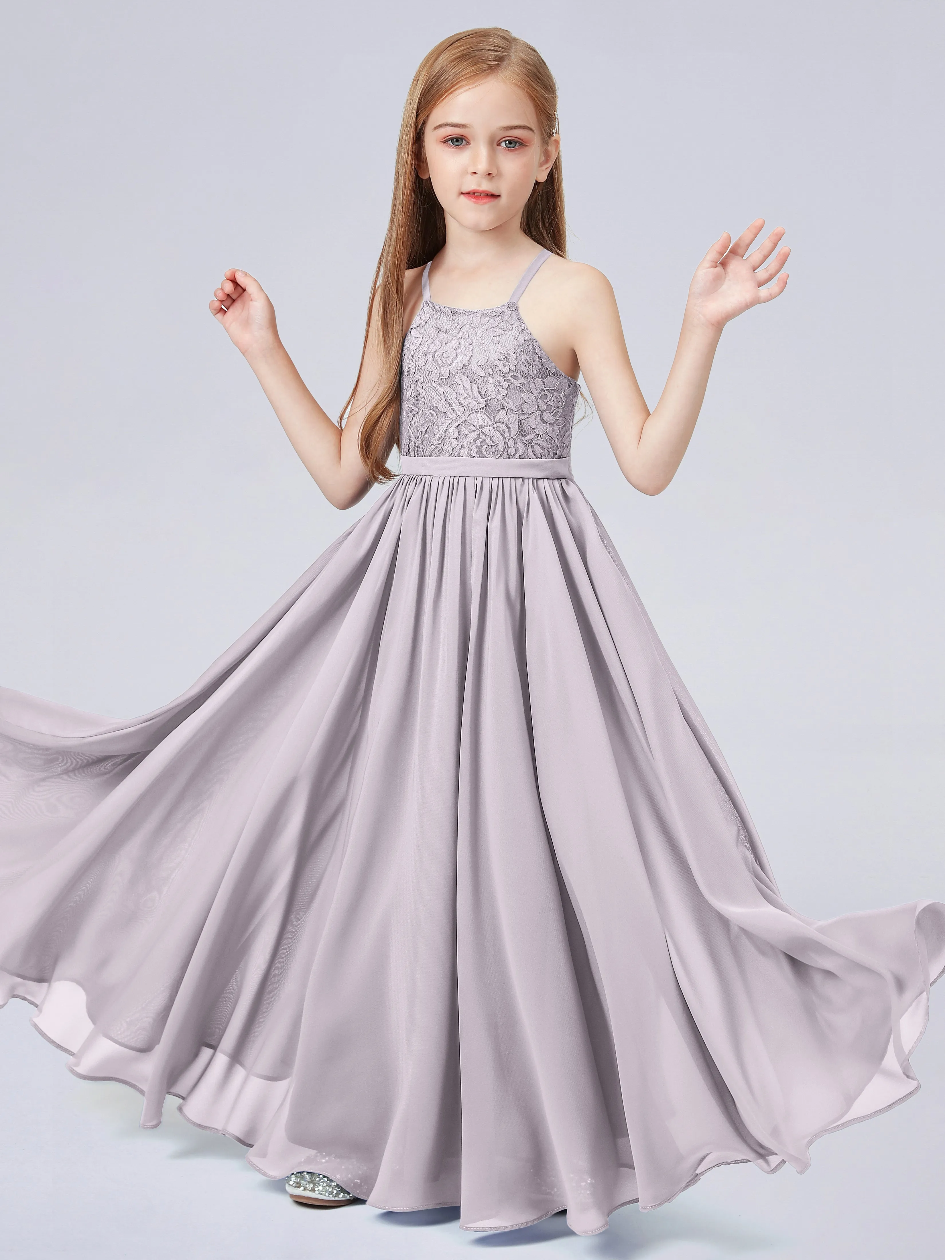 Halter Lace Junior Bridesmaid Dress