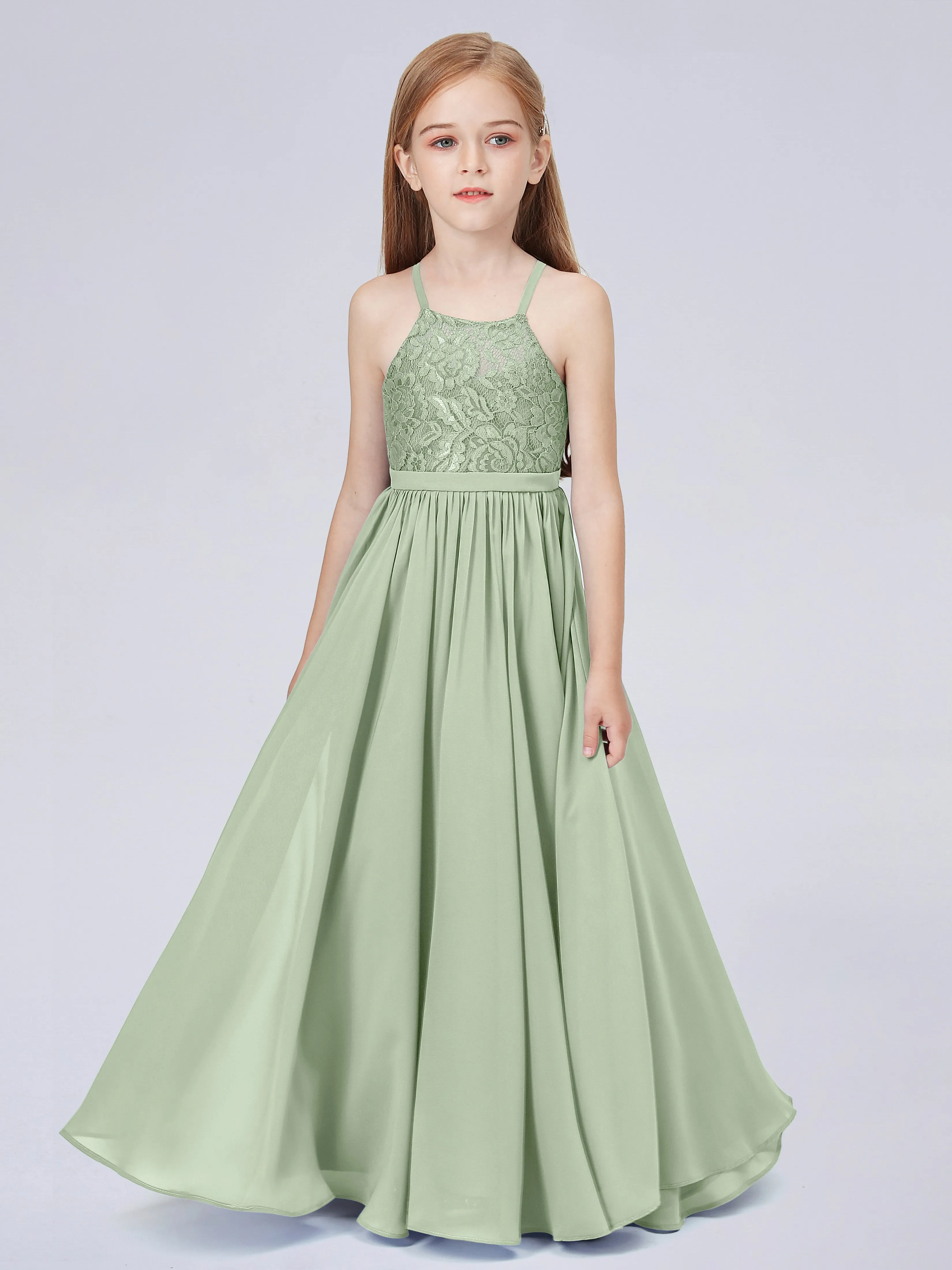 Halter Lace Junior Bridesmaid Dress