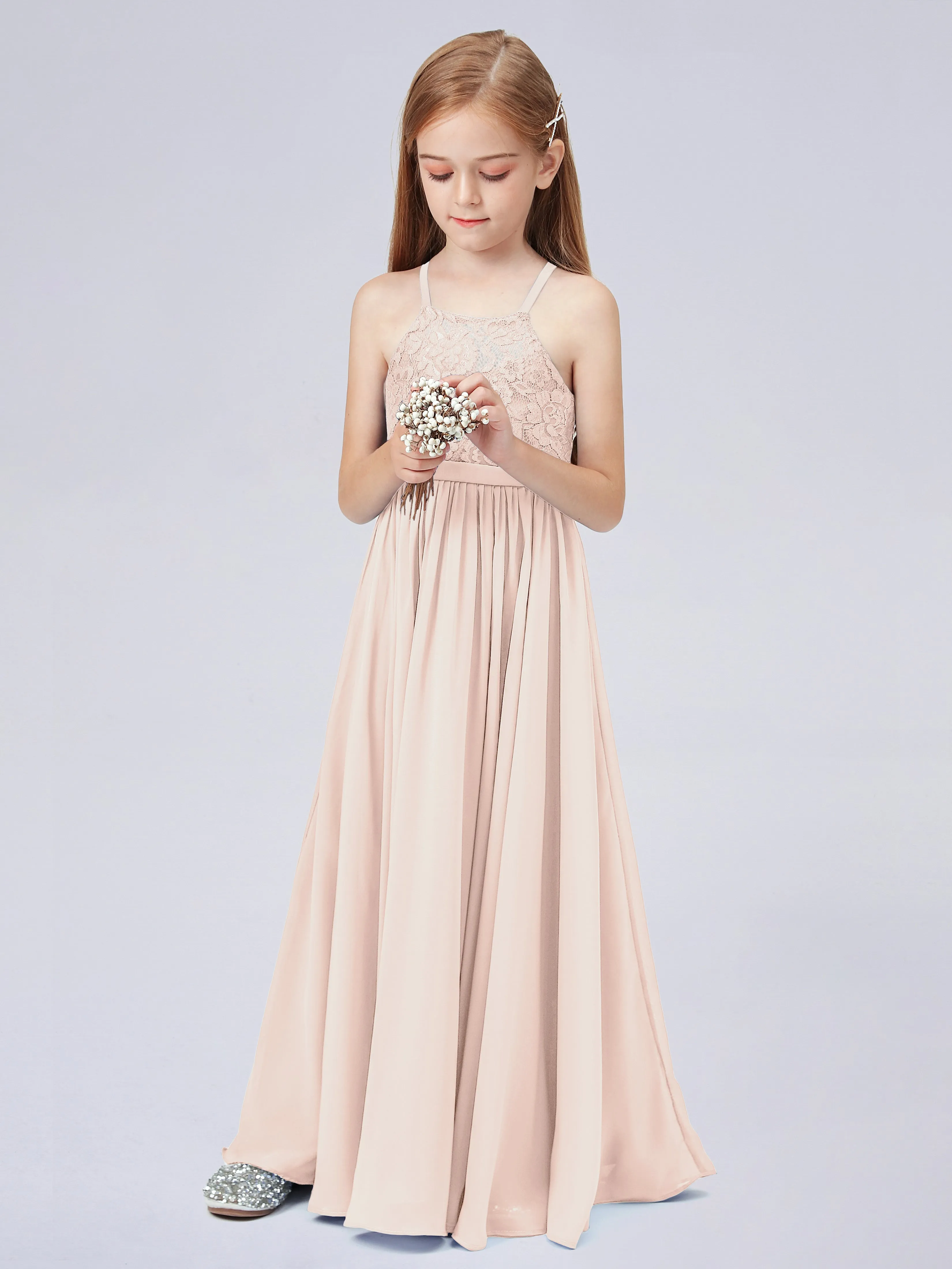 Halter Lace Junior Bridesmaid Dress