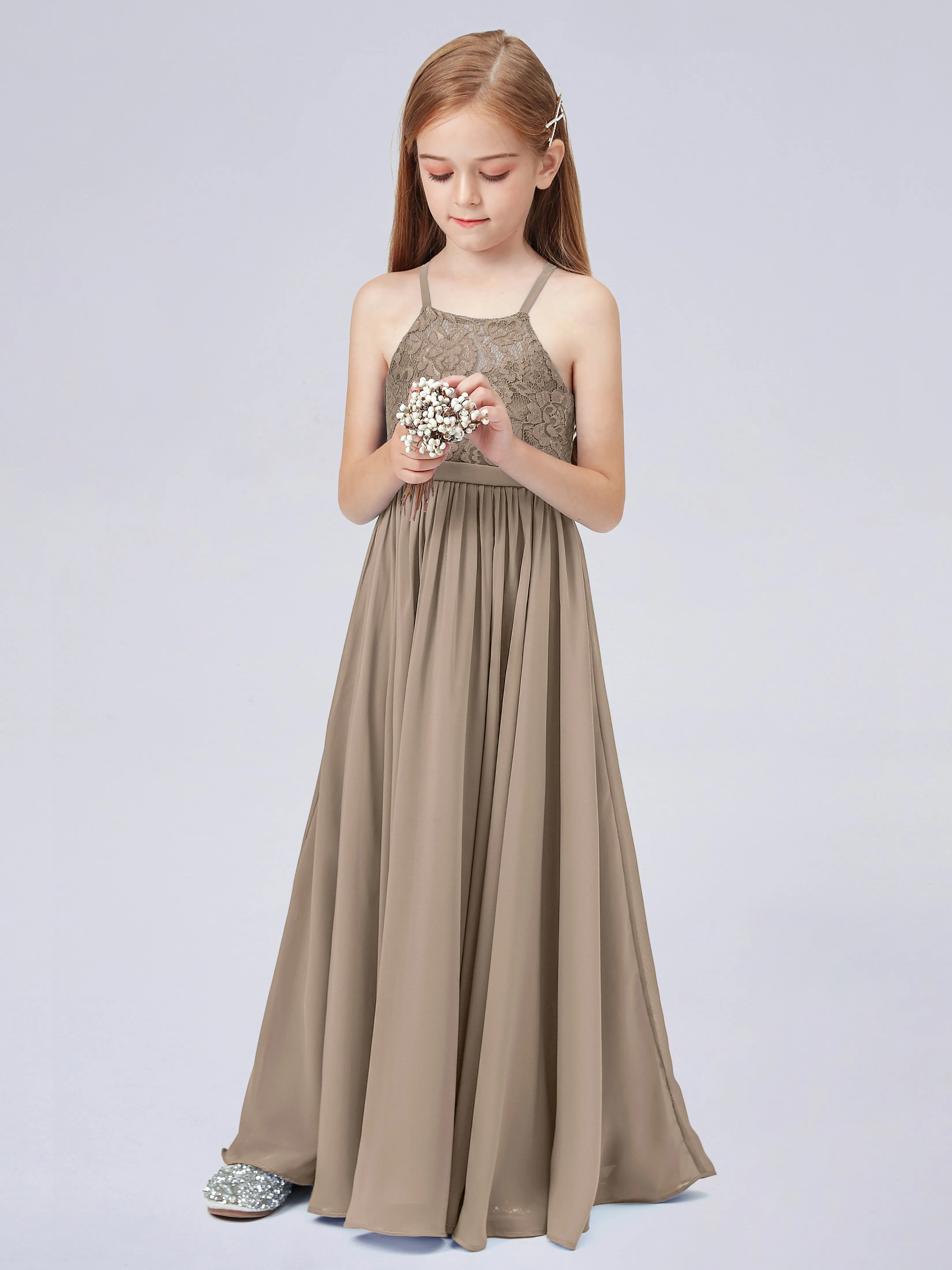 Halter Lace Junior Bridesmaid Dress