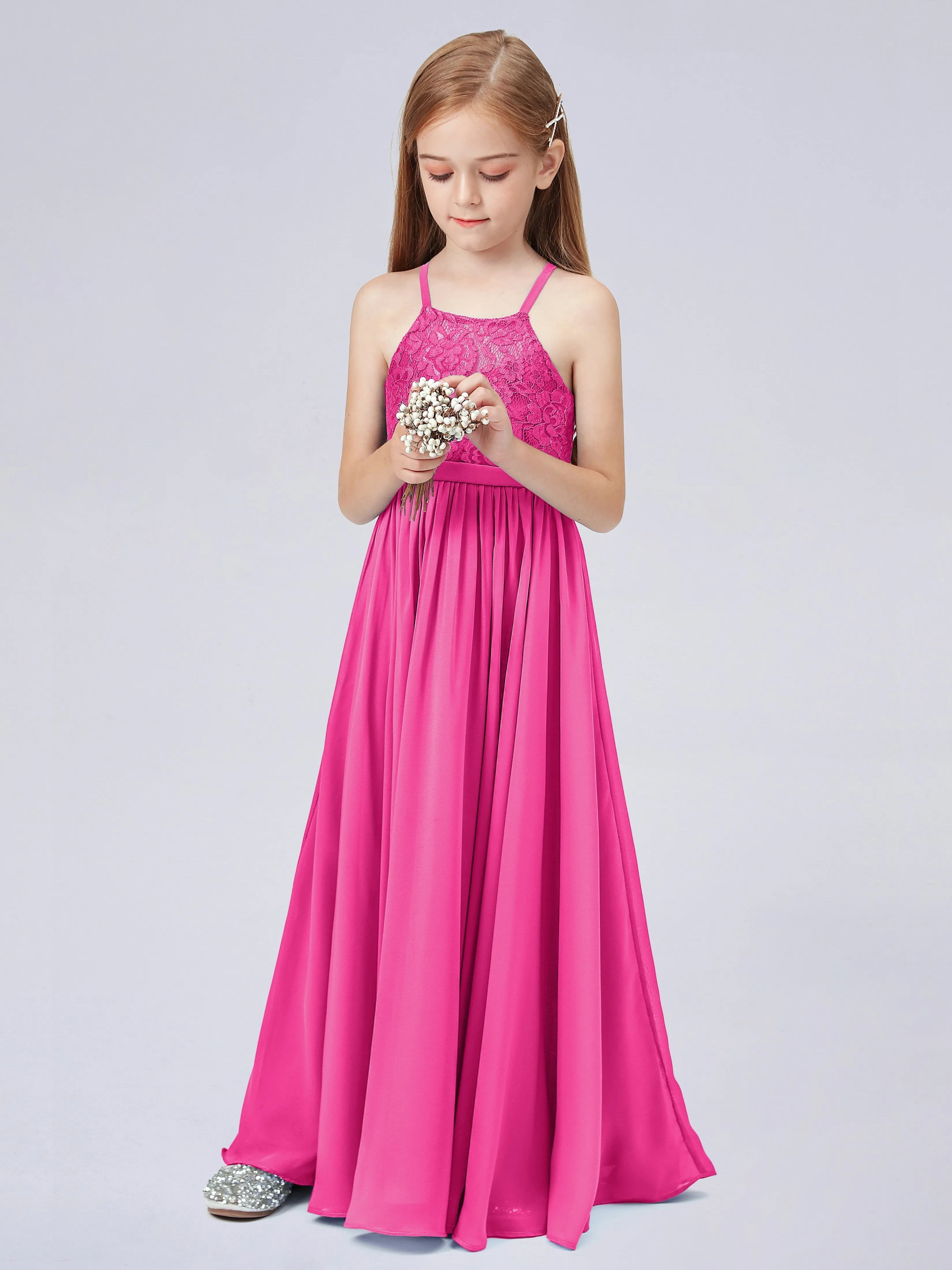 Halter Lace Junior Bridesmaid Dress