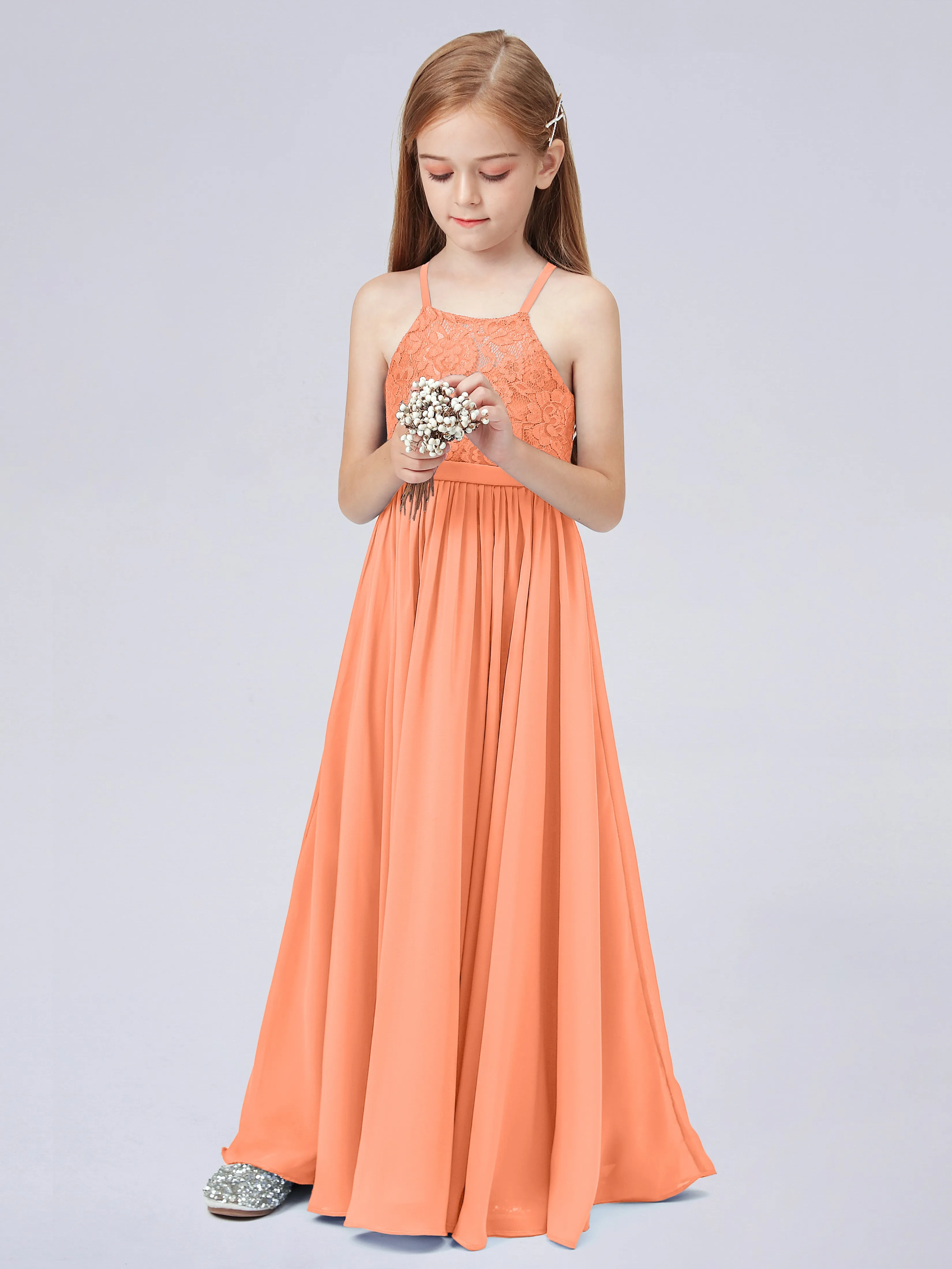 Halter Lace Junior Bridesmaid Dress