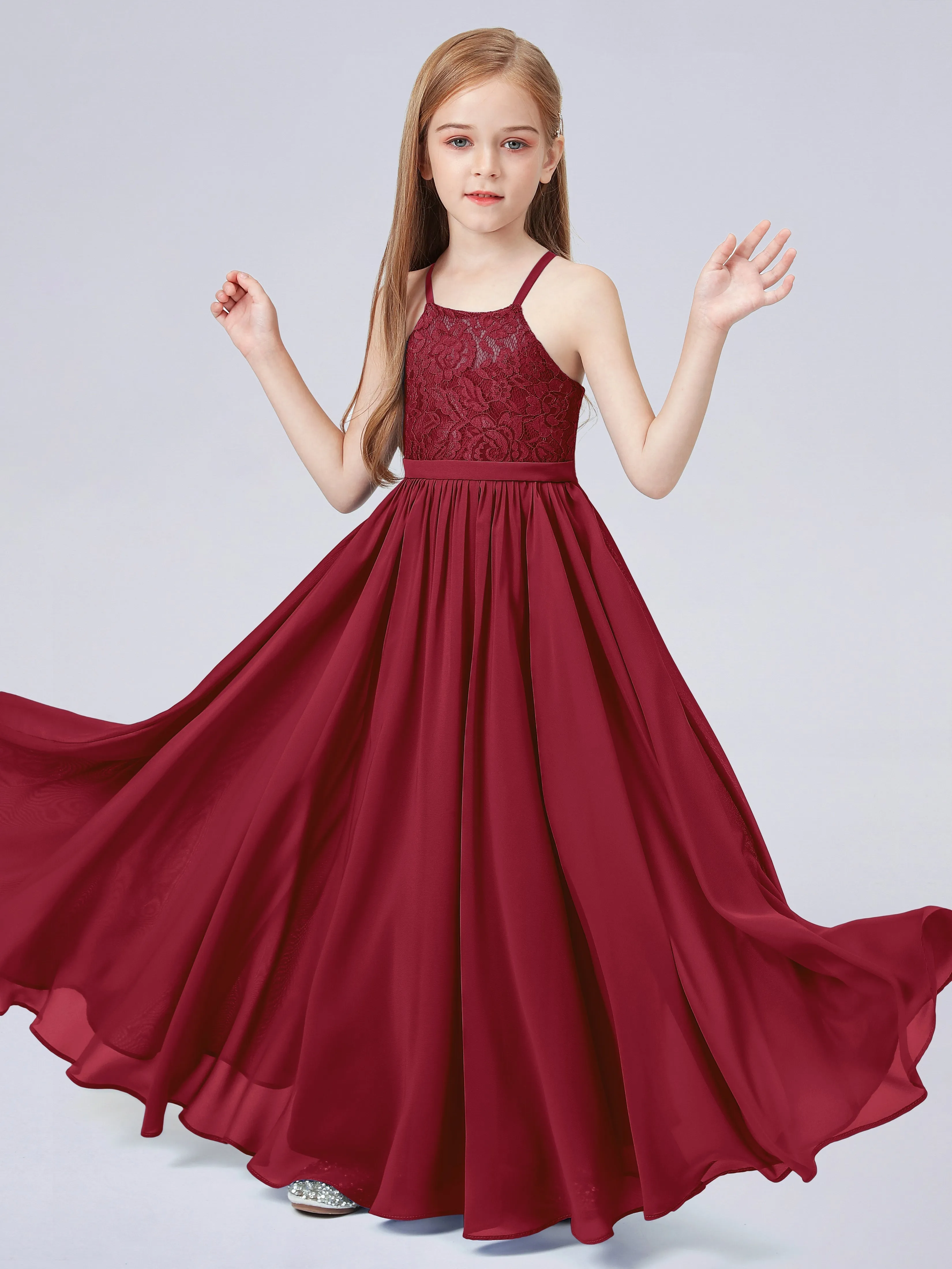 Halter Lace Junior Bridesmaid Dress