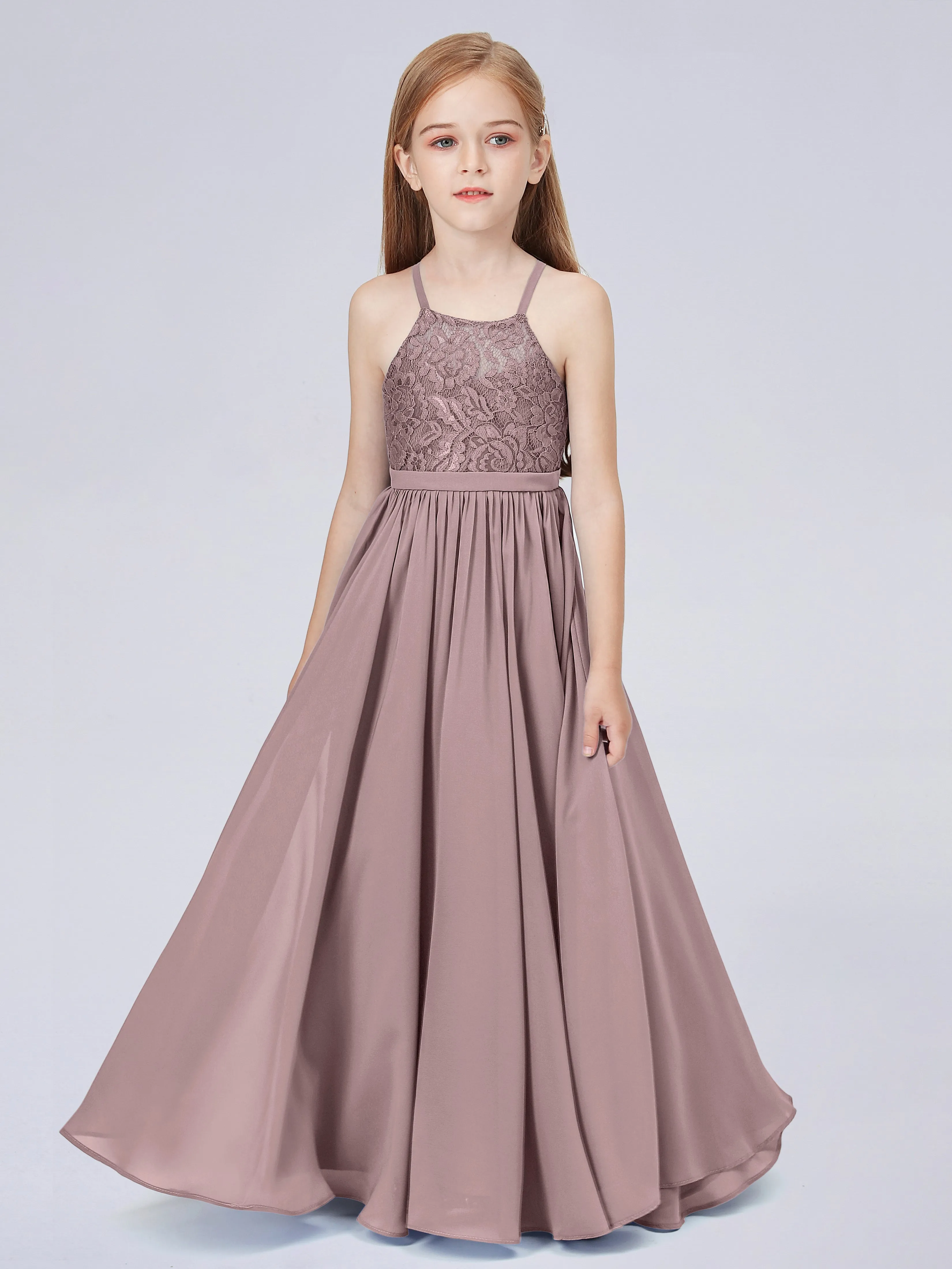 Halter Lace Junior Bridesmaid Dress