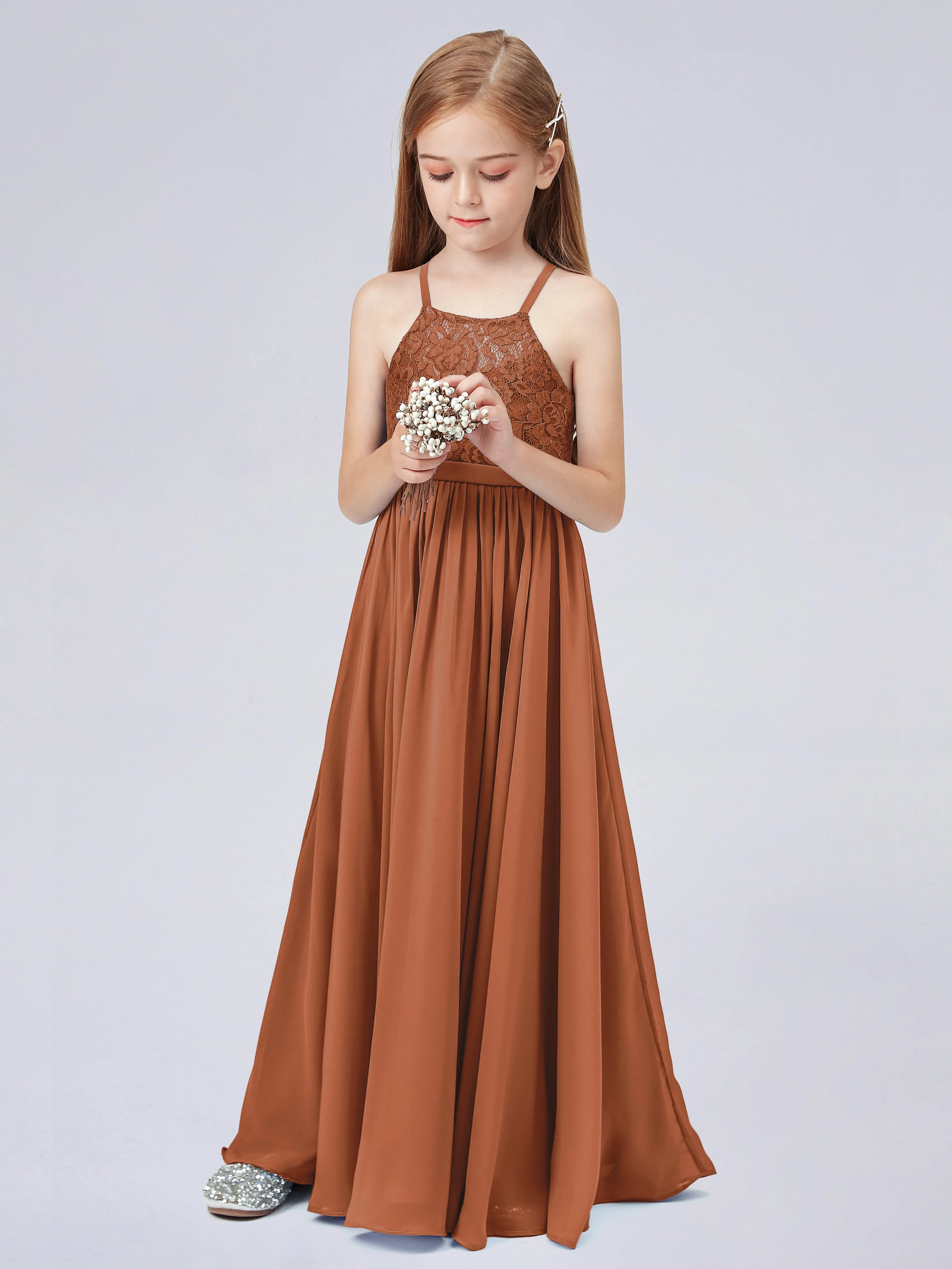 Halter Lace Junior Bridesmaid Dress