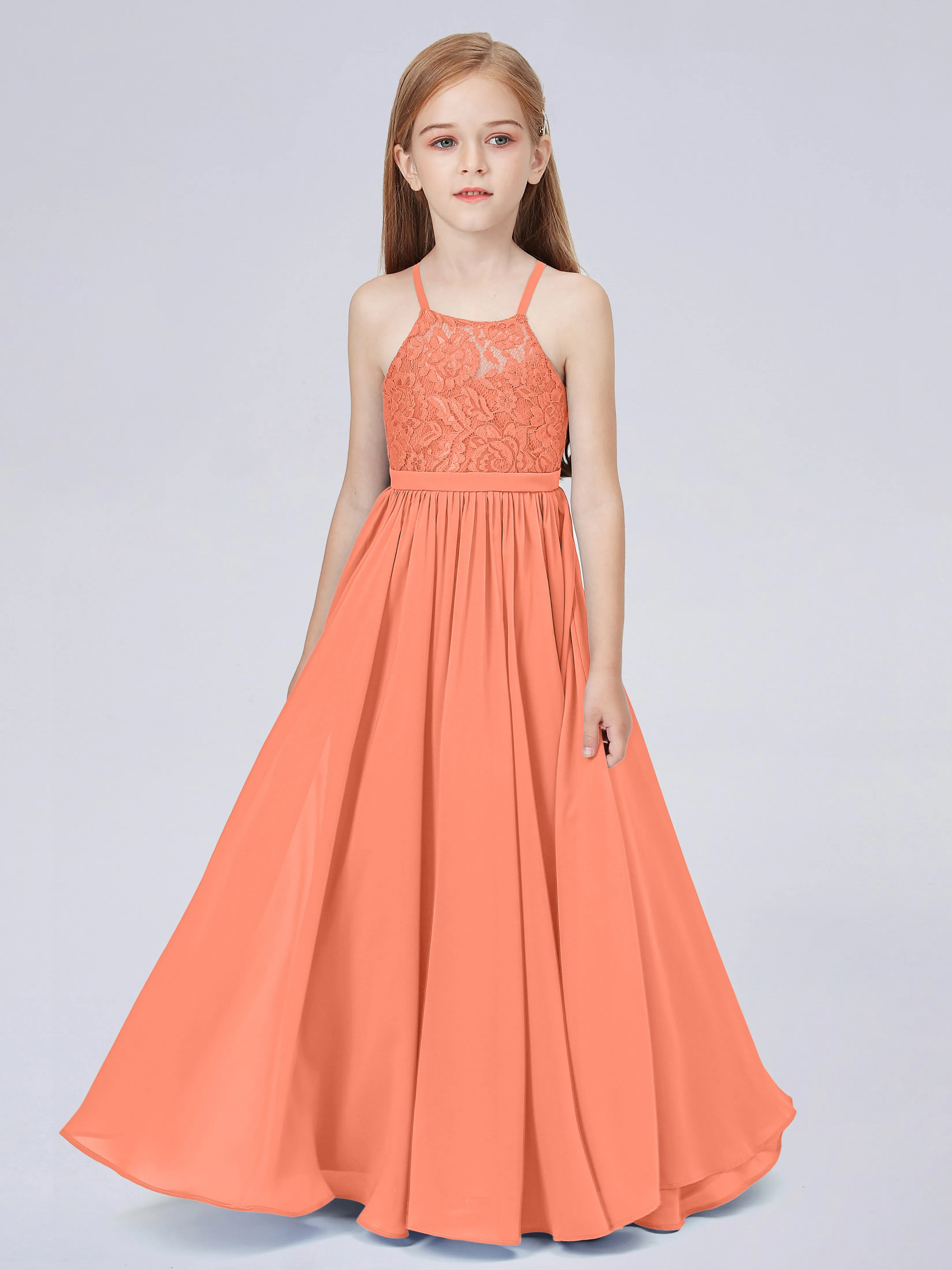 Halter Lace Junior Bridesmaid Dress