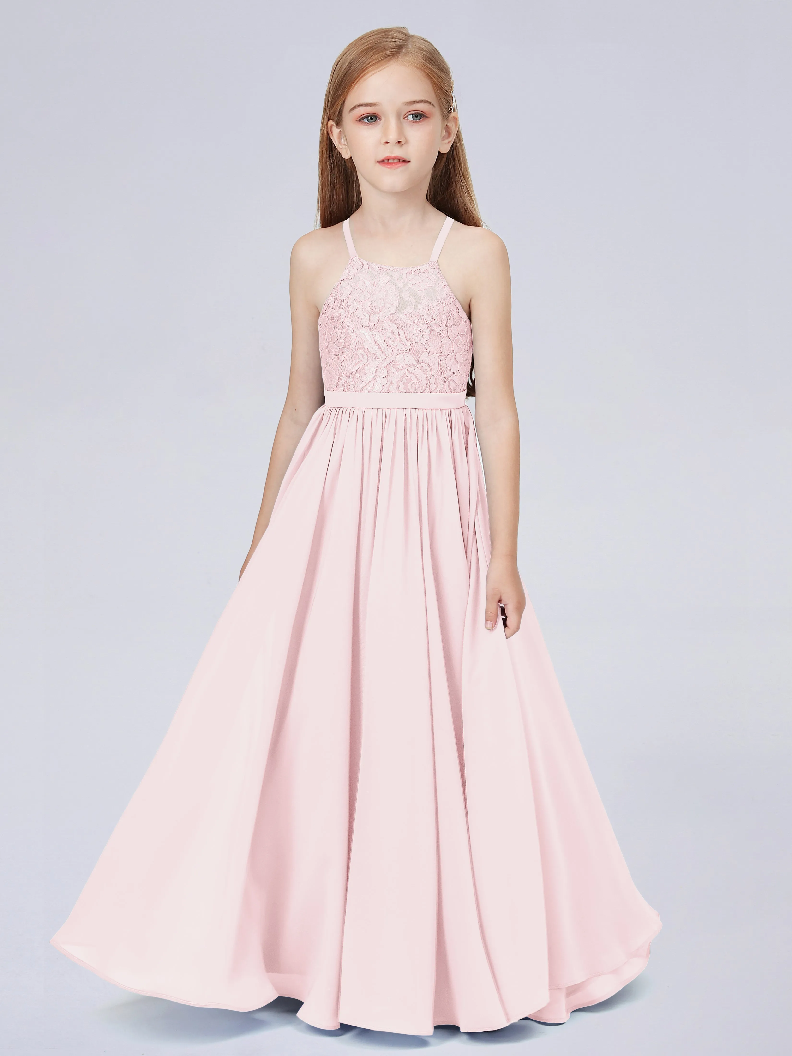 Halter Lace Junior Bridesmaid Dress