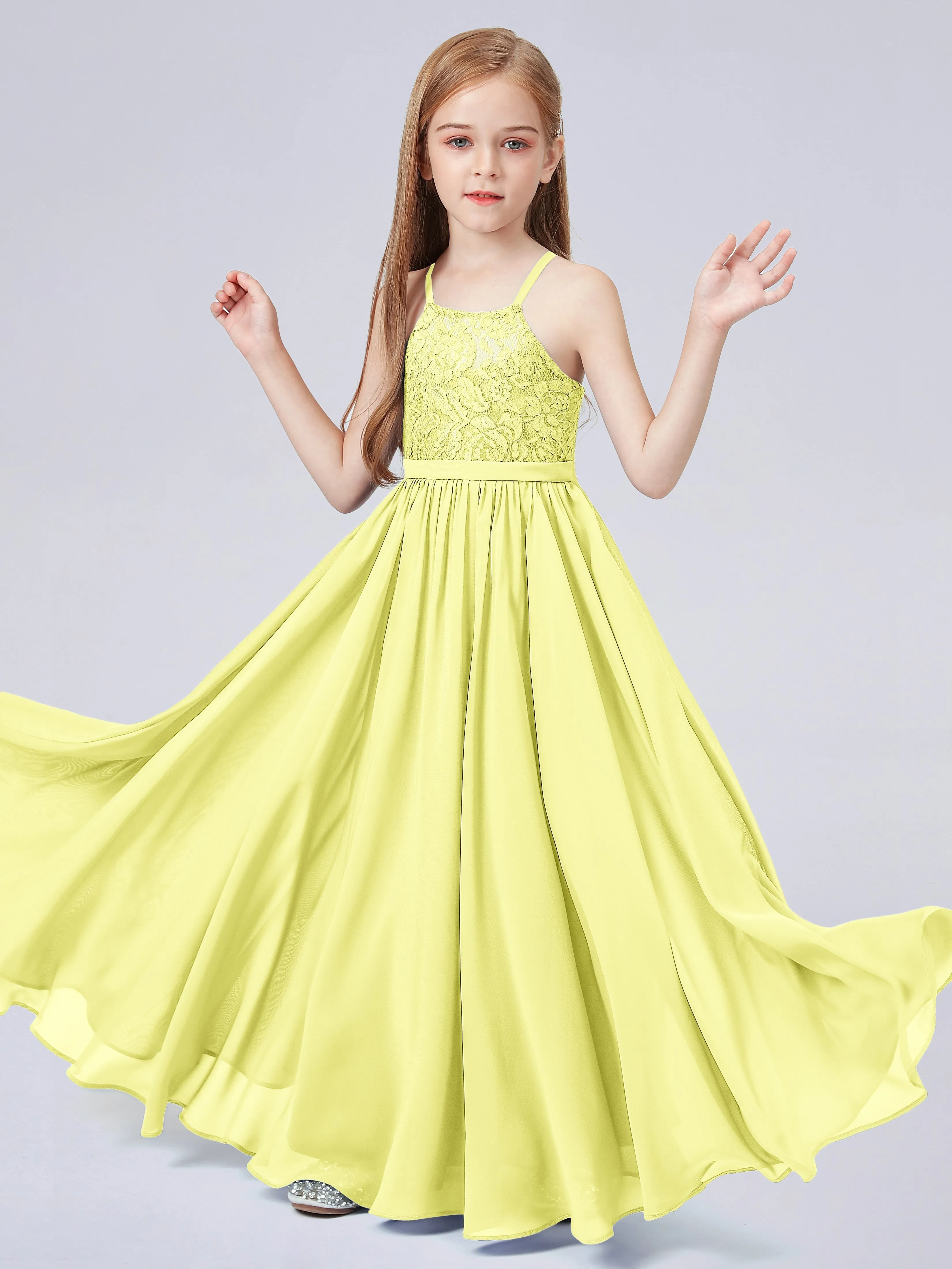 Halter Lace Junior Bridesmaid Dress