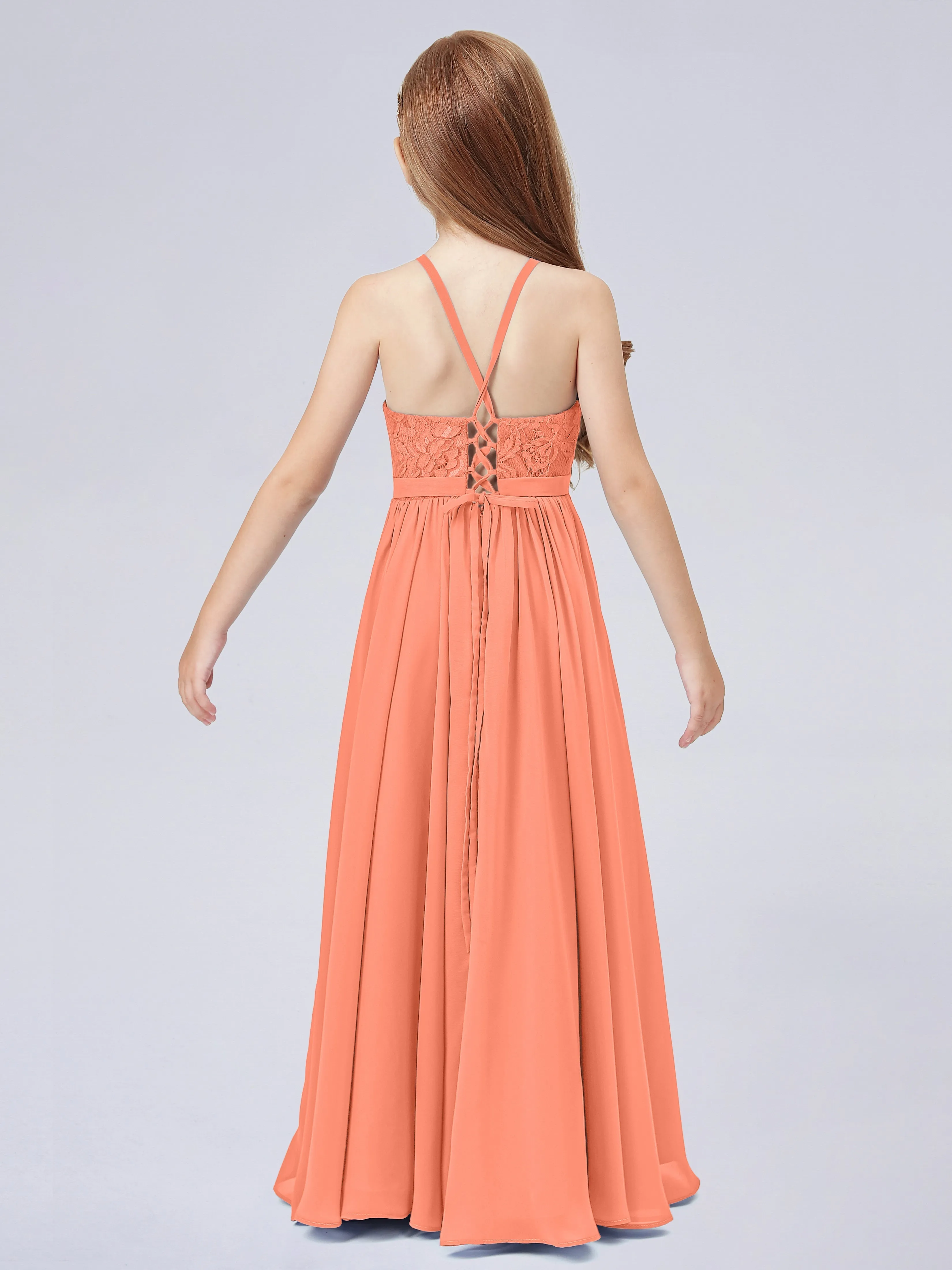 Halter Lace Junior Bridesmaid Dress