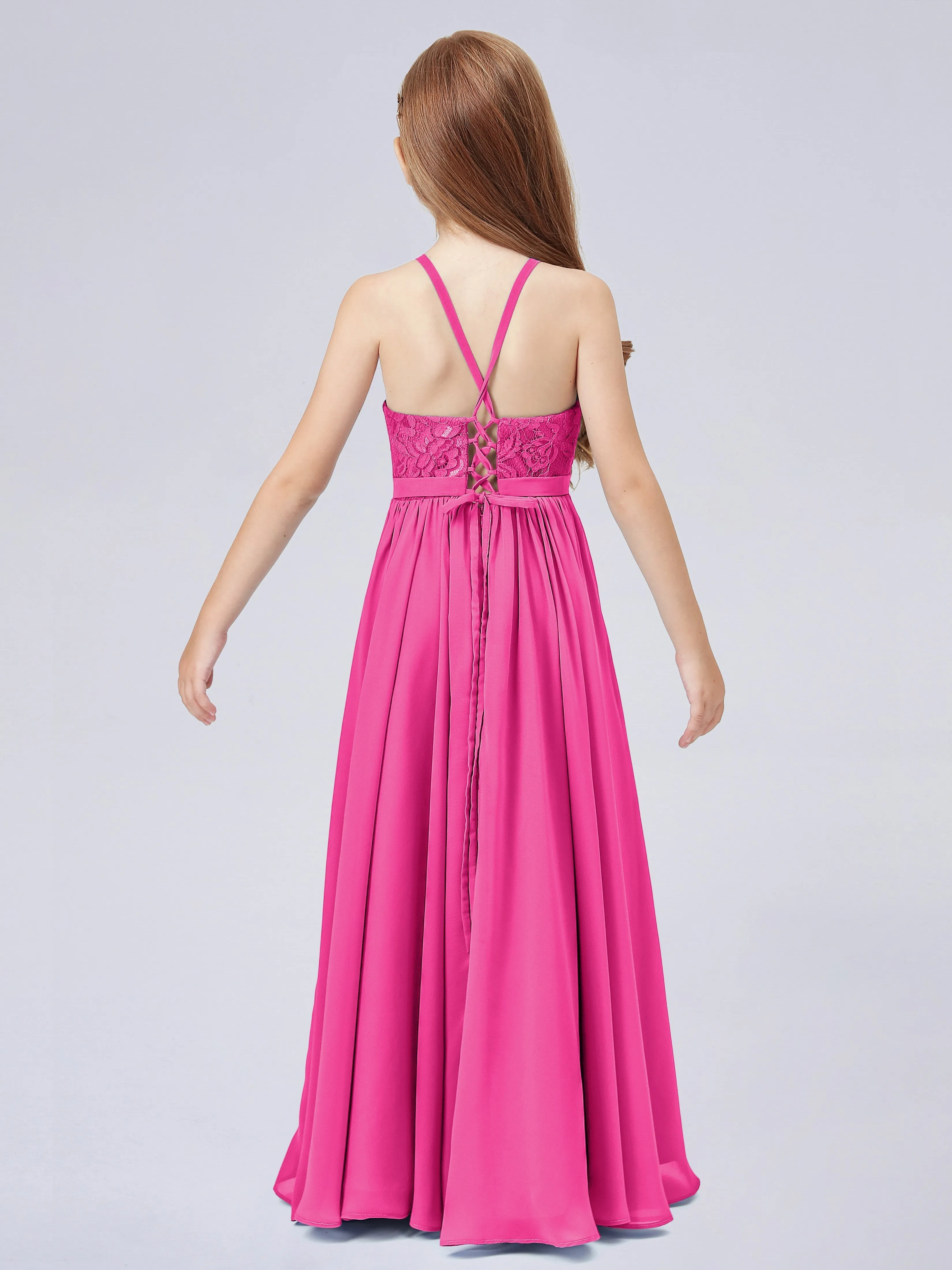 Halter Lace Junior Bridesmaid Dress