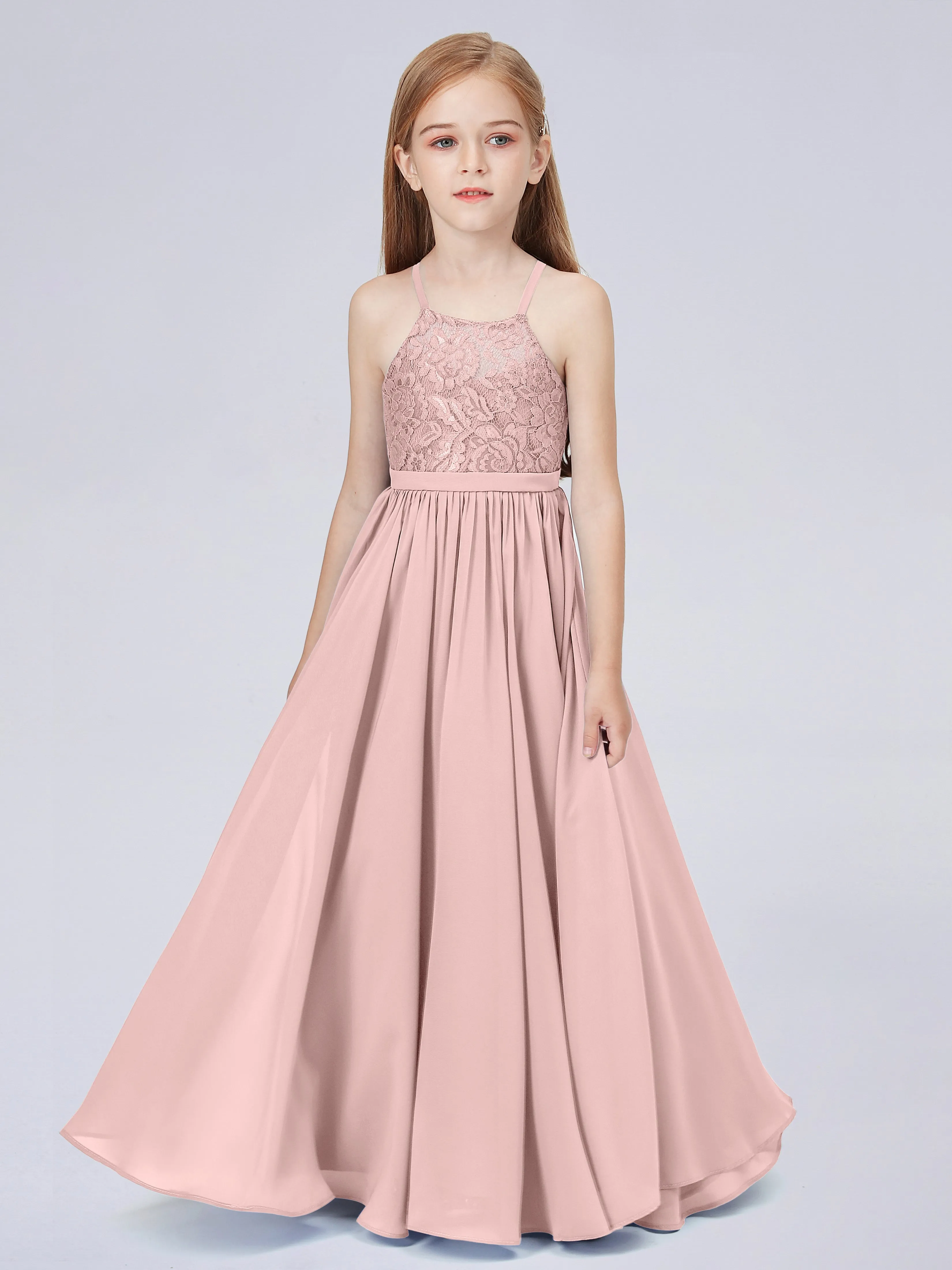 Halter Lace Junior Bridesmaid Dress