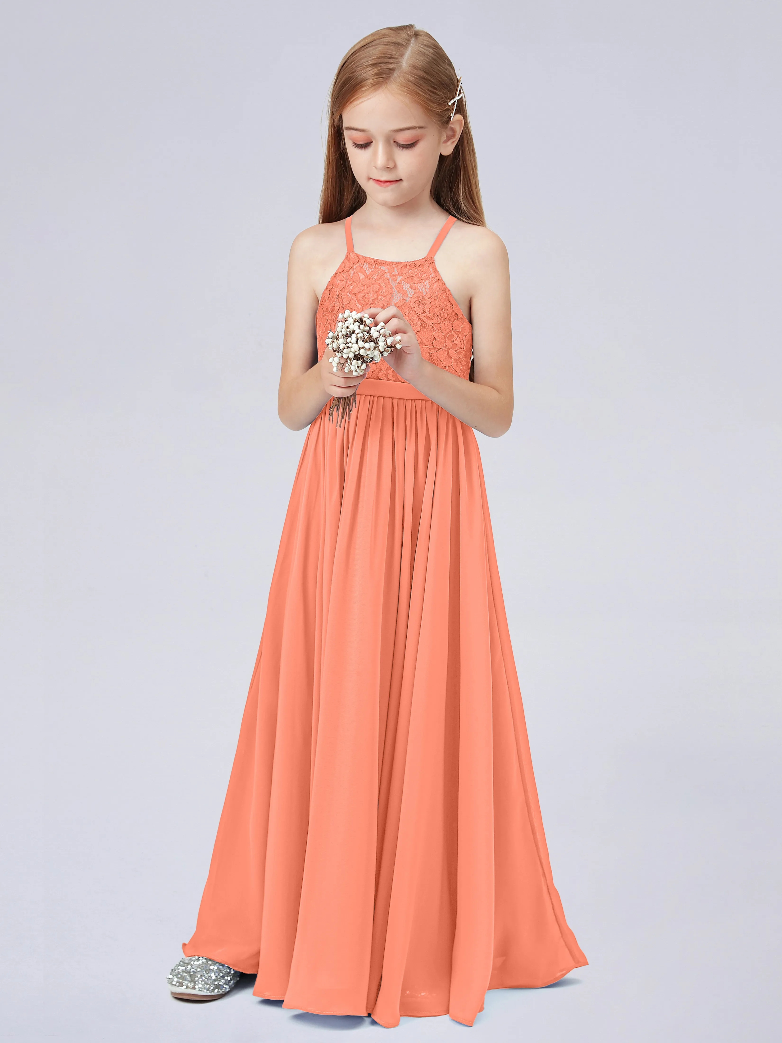 Halter Lace Junior Bridesmaid Dress